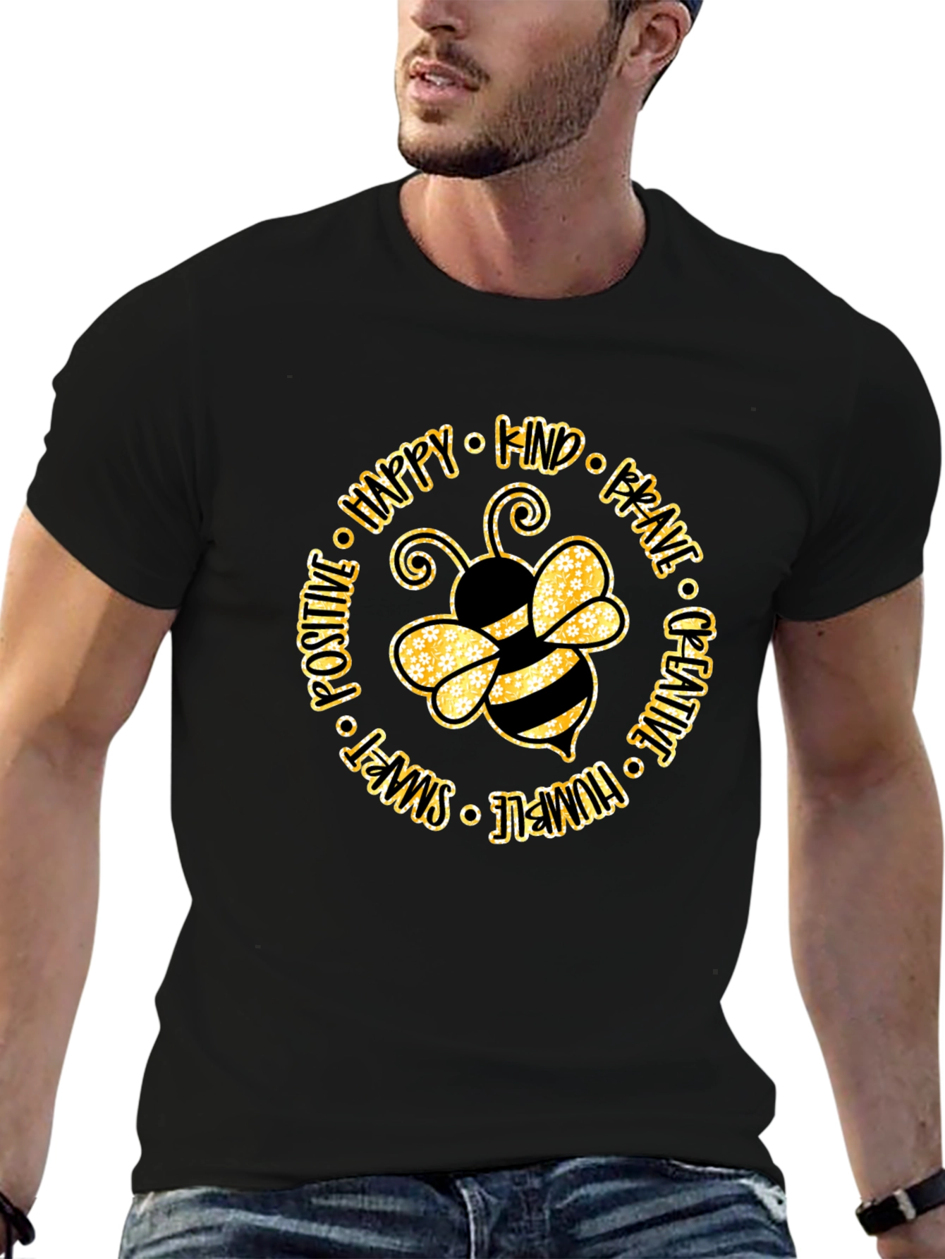 Bee Kind Graphic T-Shirt - Unisex Black Cotton Tee