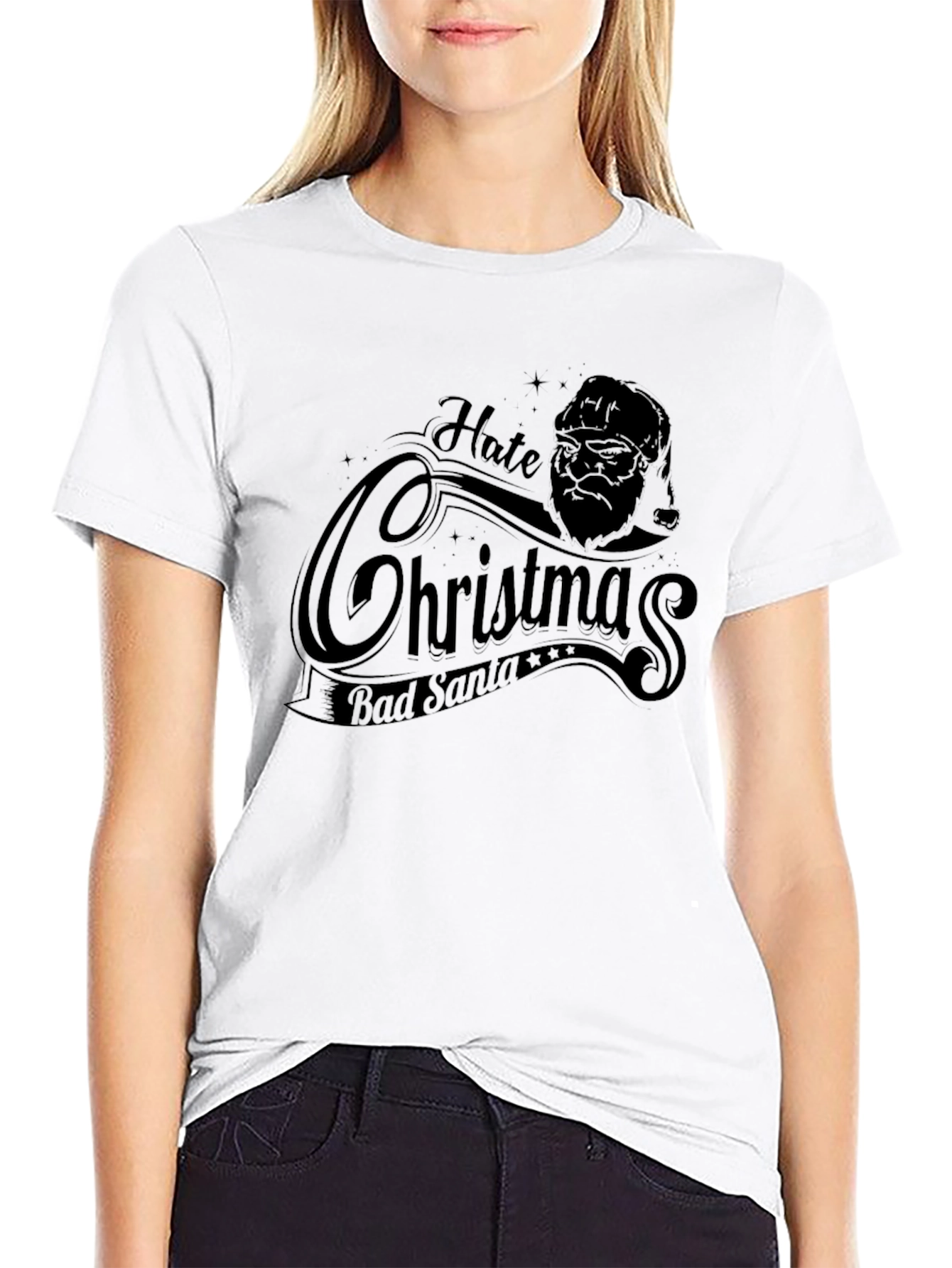 Hate Christmas Bad Santa Graphic T-Shirt