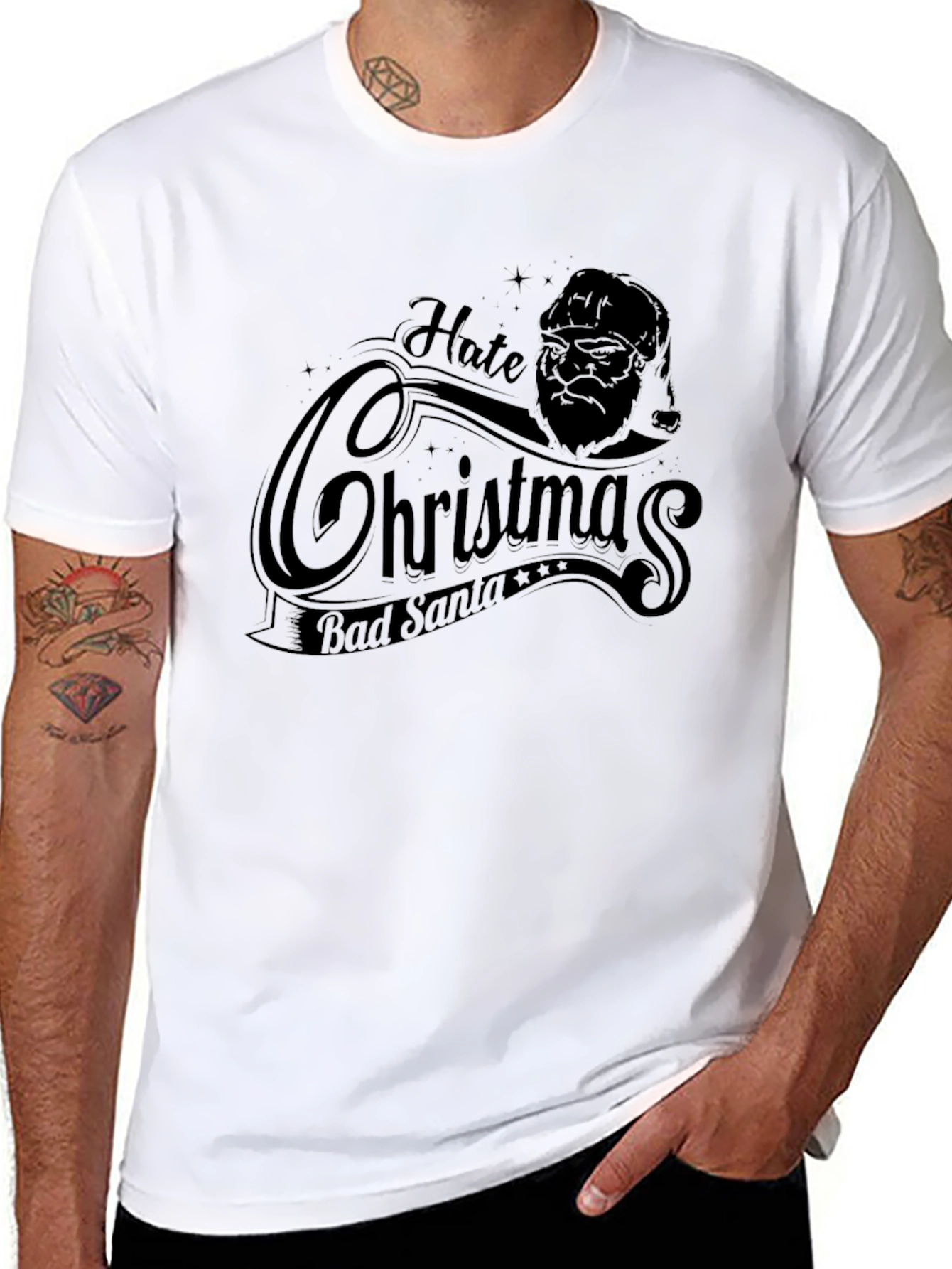 Hate Christmas Bad Santa Graphic T-Shirt