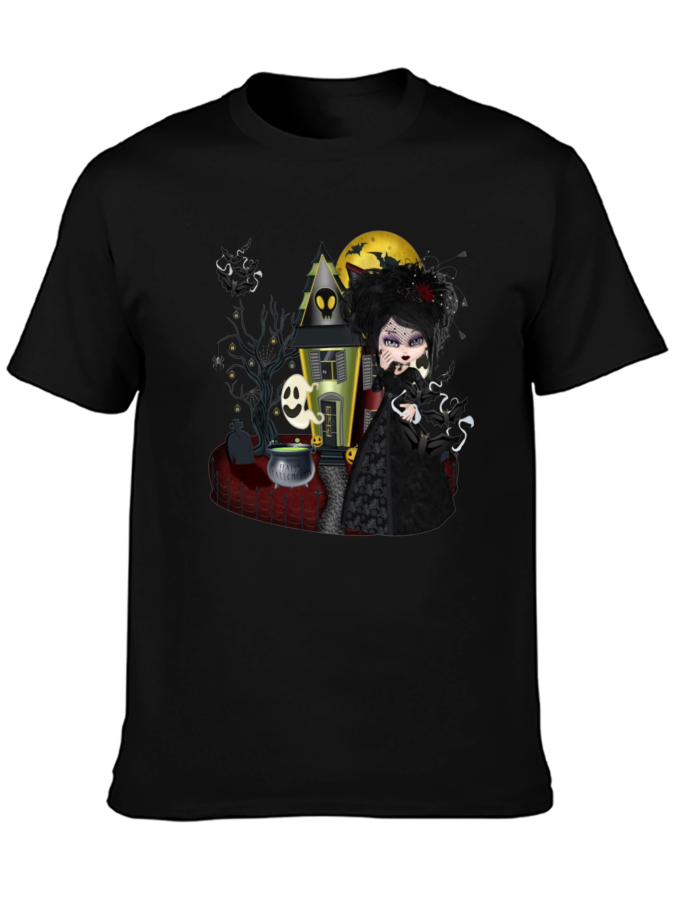 Halloween Gothic T-Shirt - Spooky Witch Design