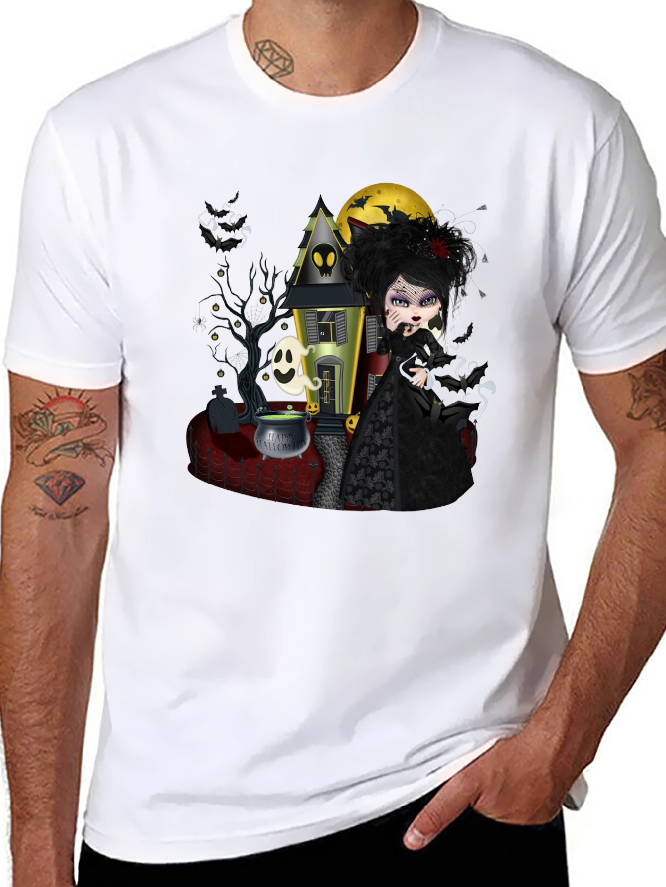 Halloween Gothic T-Shirt - Spooky Witch Design