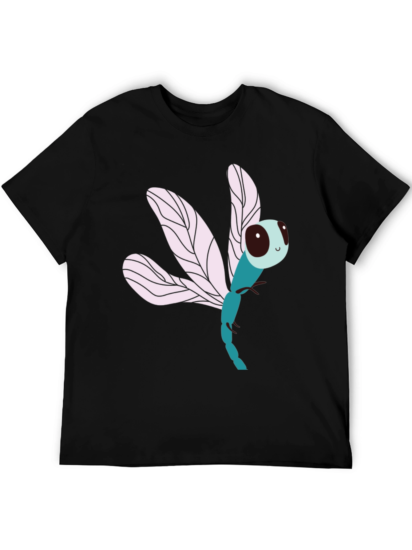 Dragonfly Graphic Print Black T-Shirt