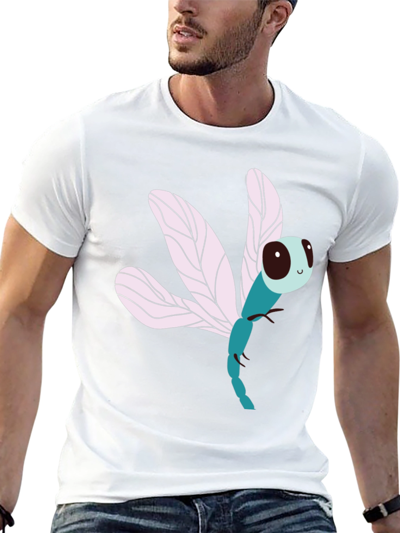 Dragonfly Graphic Print Black T-Shirt