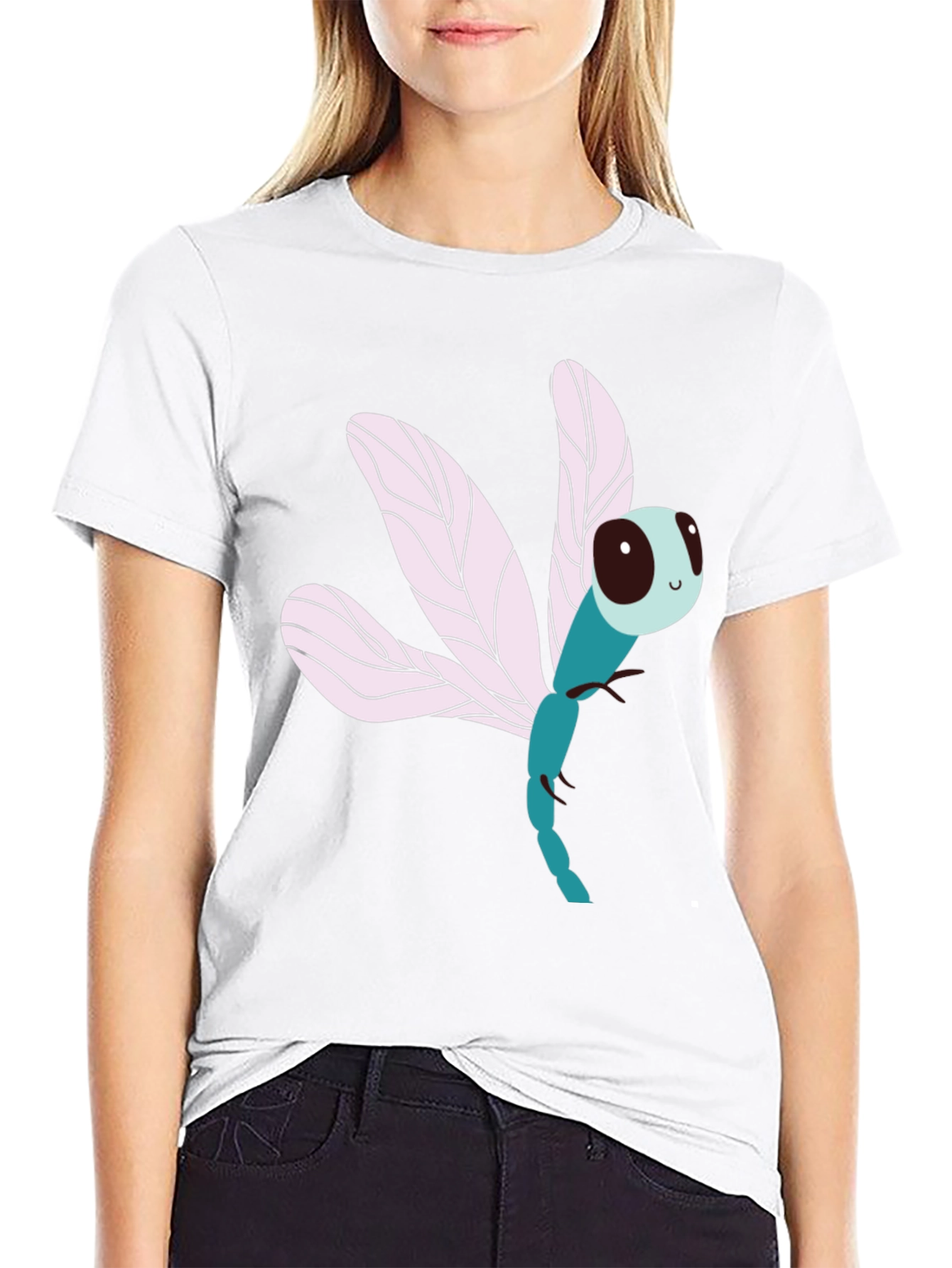 Dragonfly Graphic Print Black T-Shirt