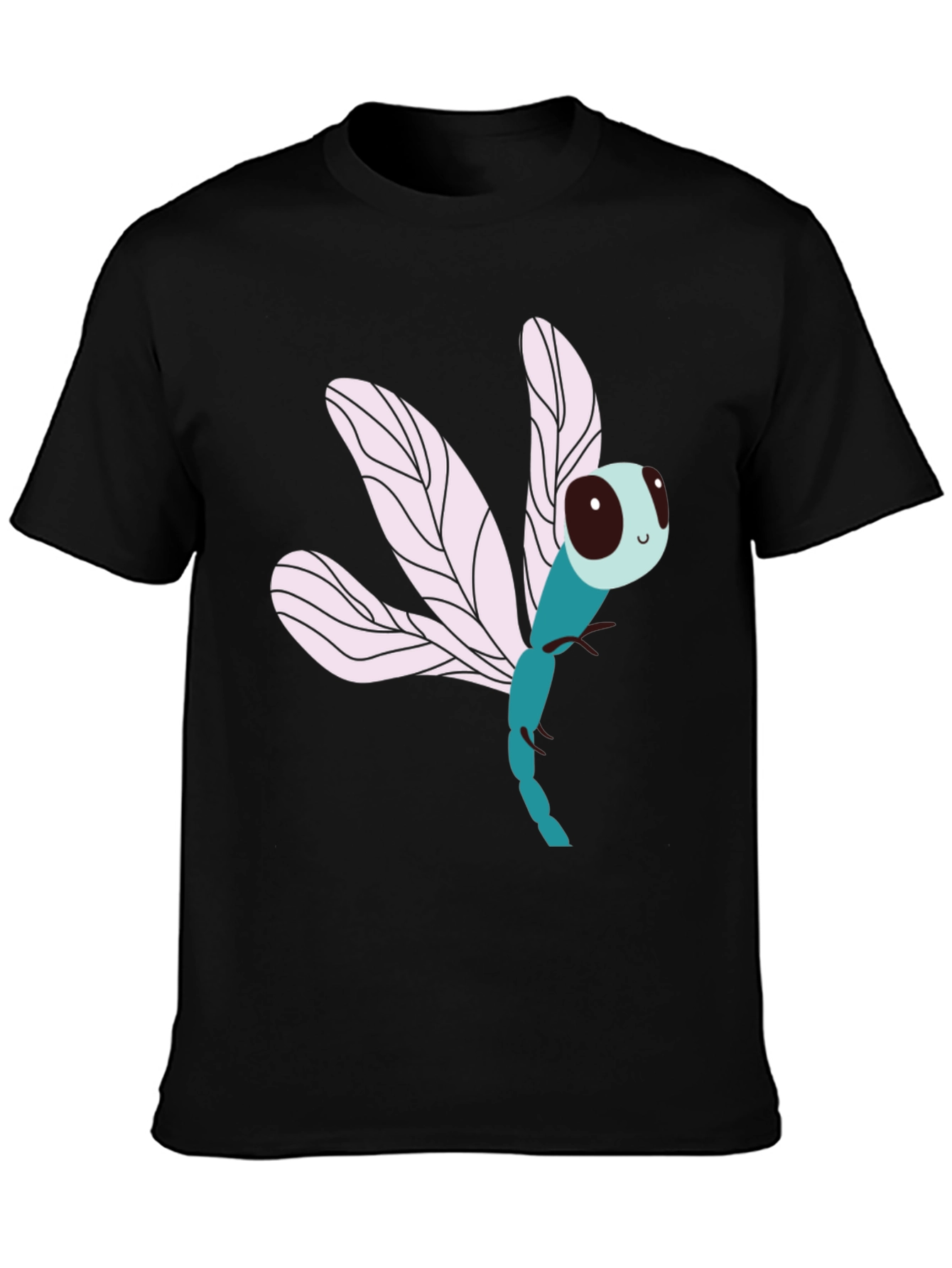 Dragonfly Graphic Print Black T-Shirt