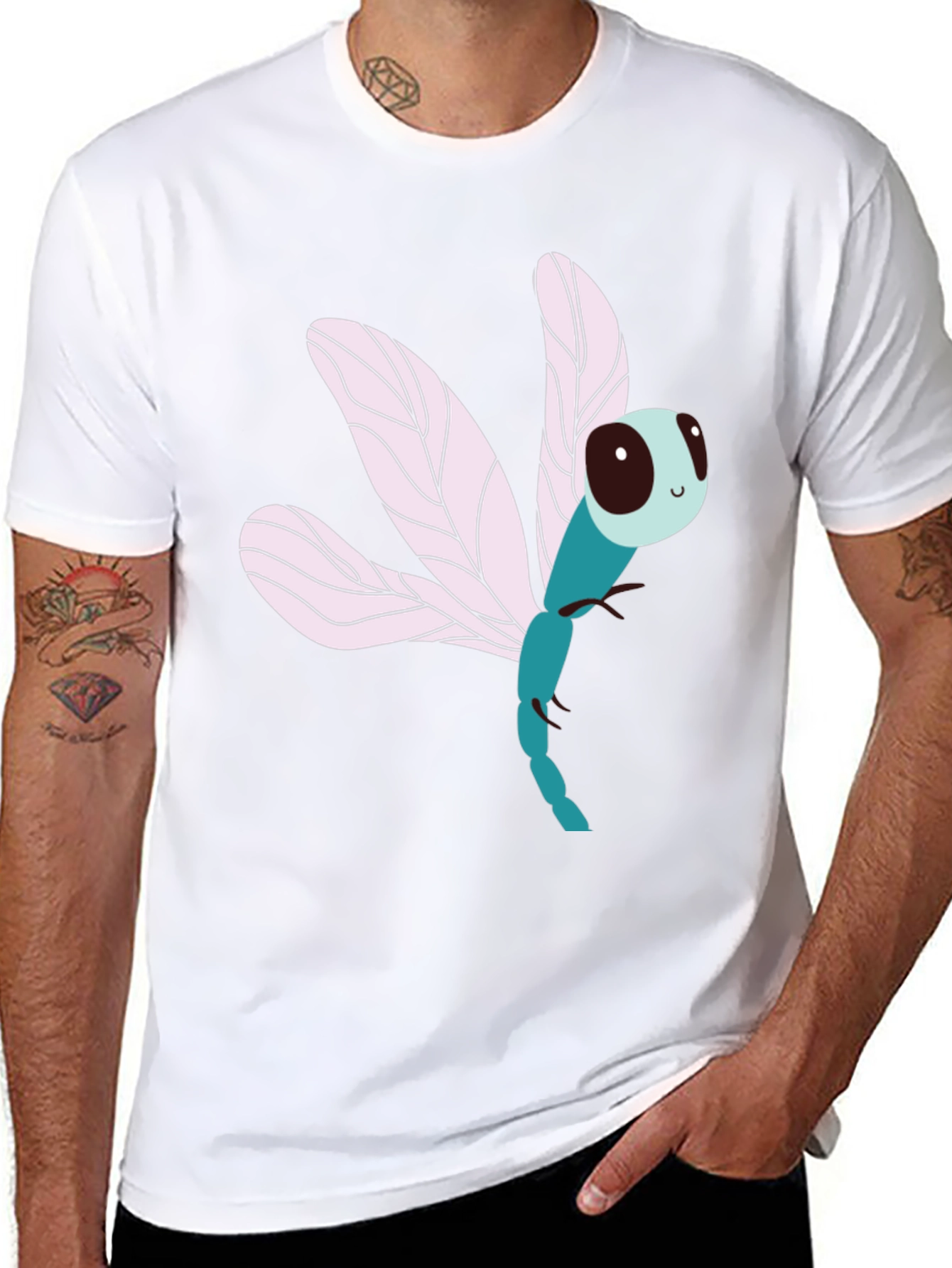 Dragonfly Graphic Print Black T-Shirt