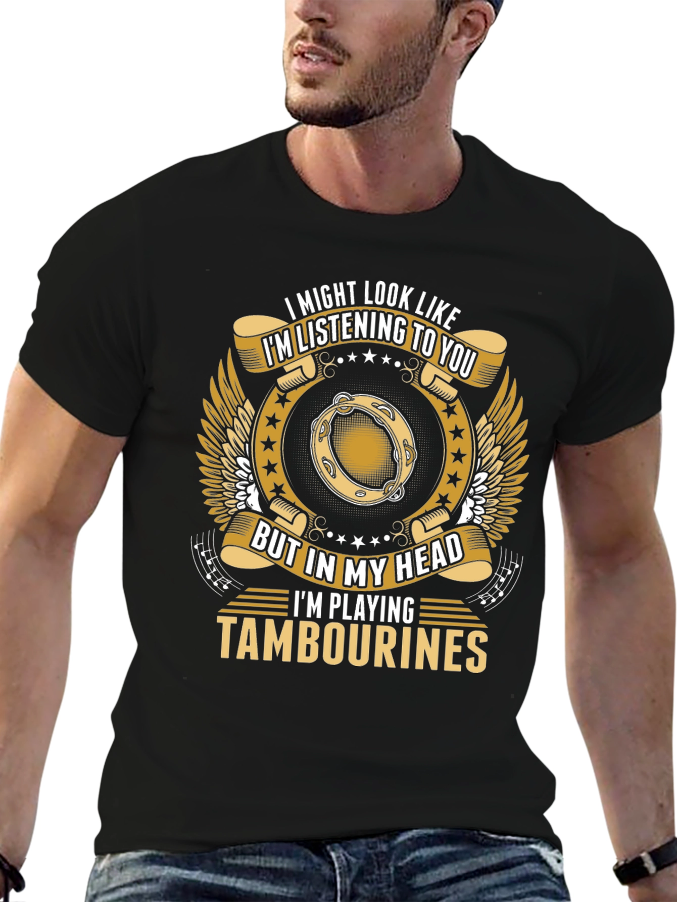 Im Playing Tambourines Funny T-Shirt