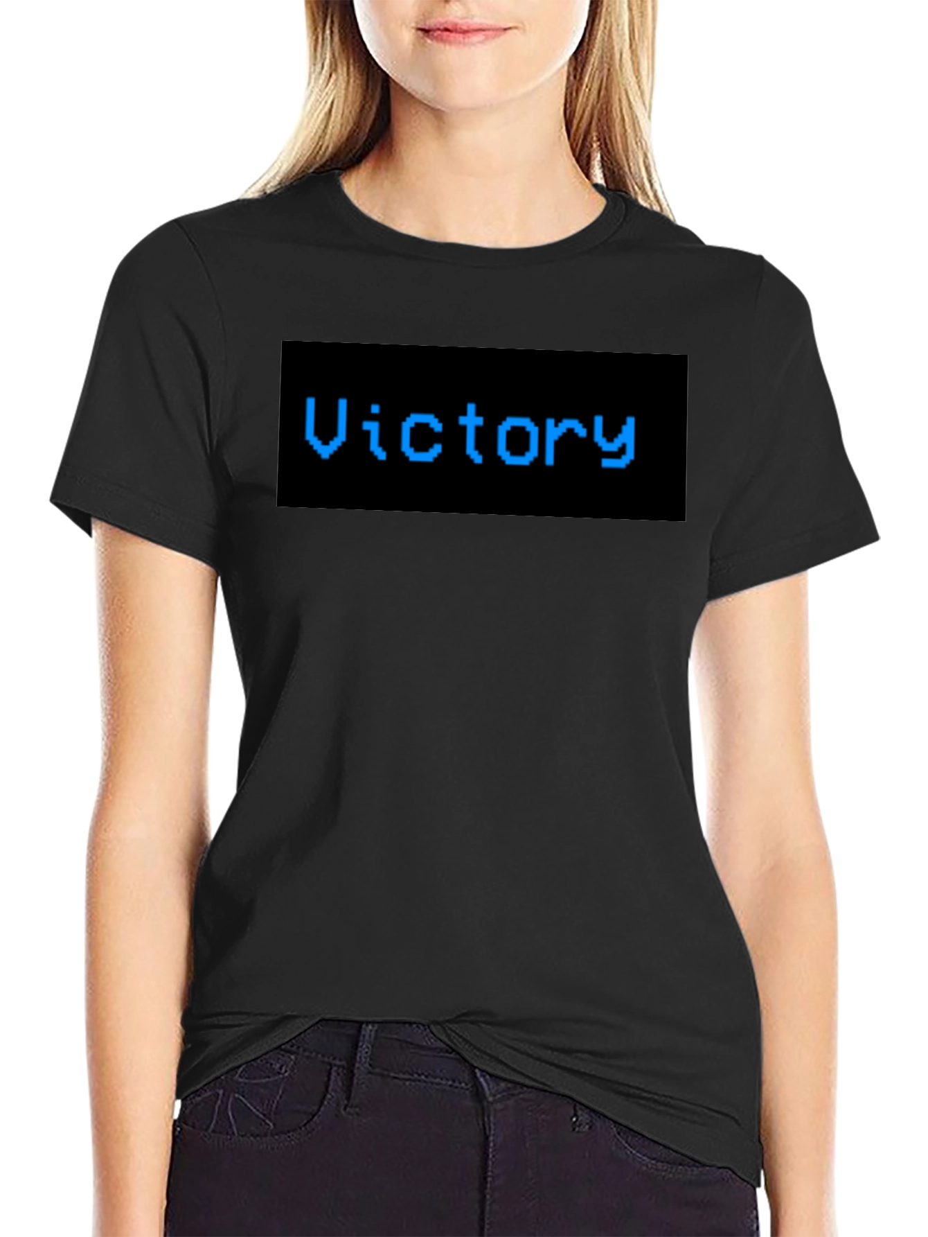 Victory Pixel Art T-Shirt - Classic Black Tee