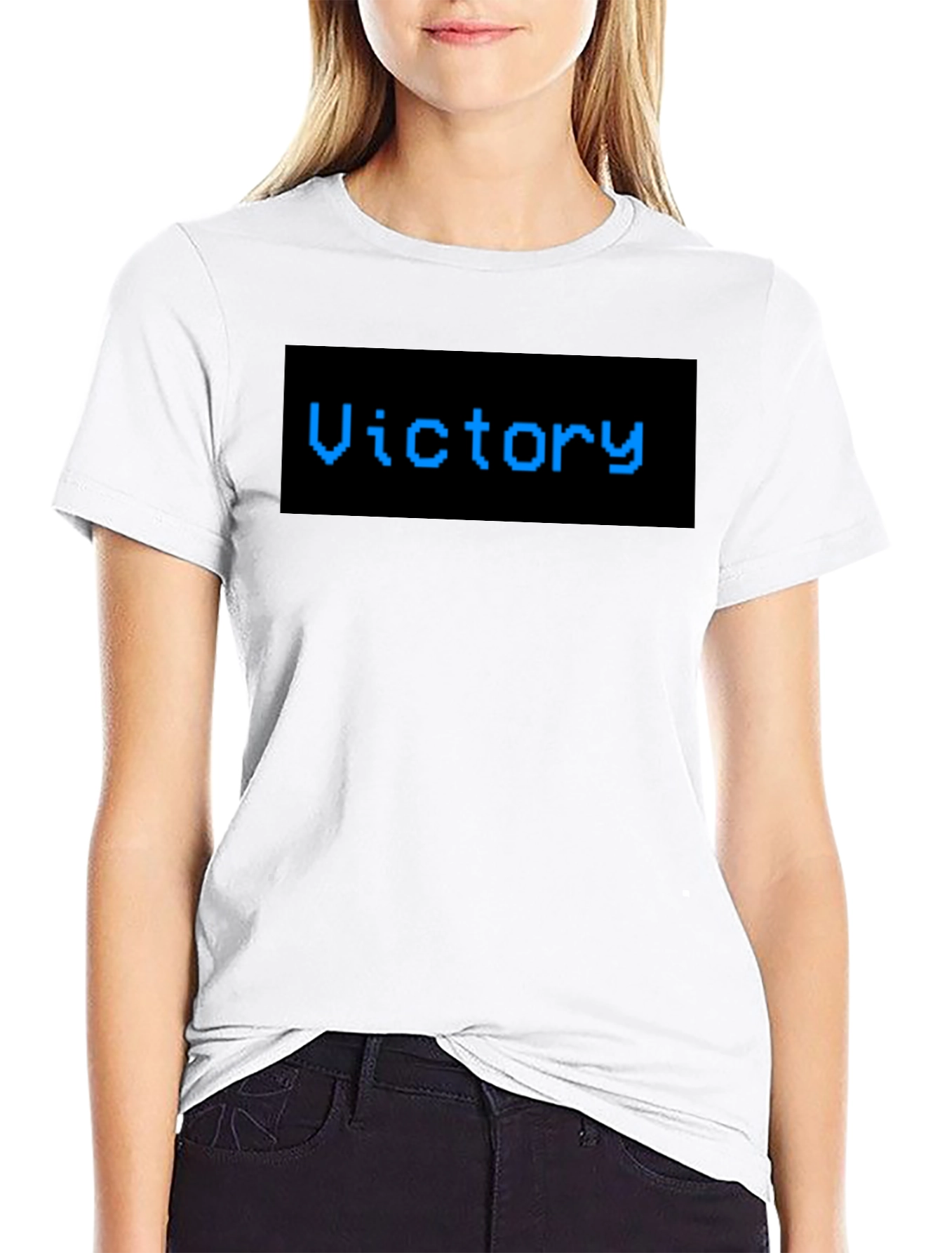 Victory Pixel Art T-Shirt - Classic Black Tee