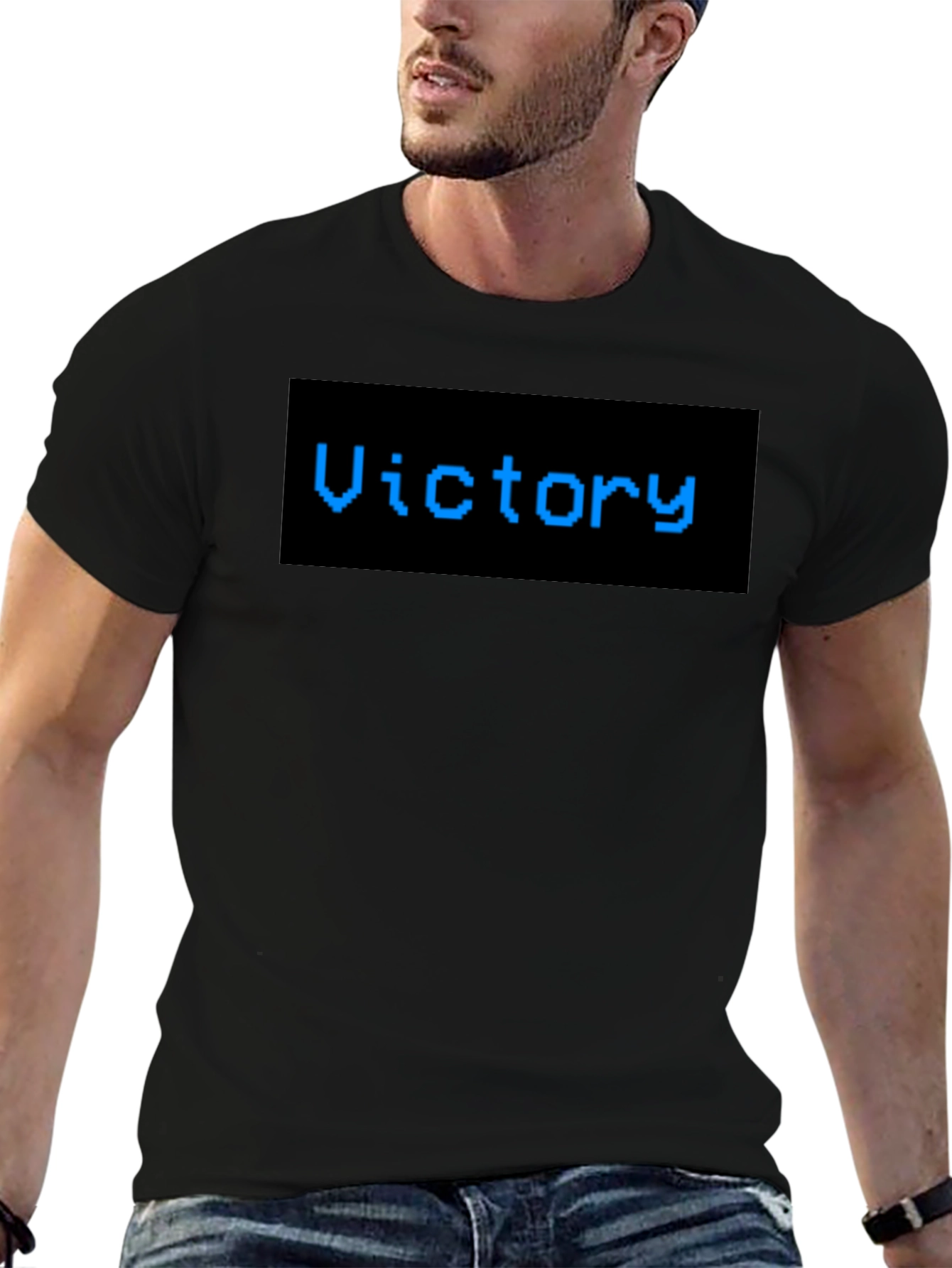 Victory Pixel Art T-Shirt - Classic Black Tee