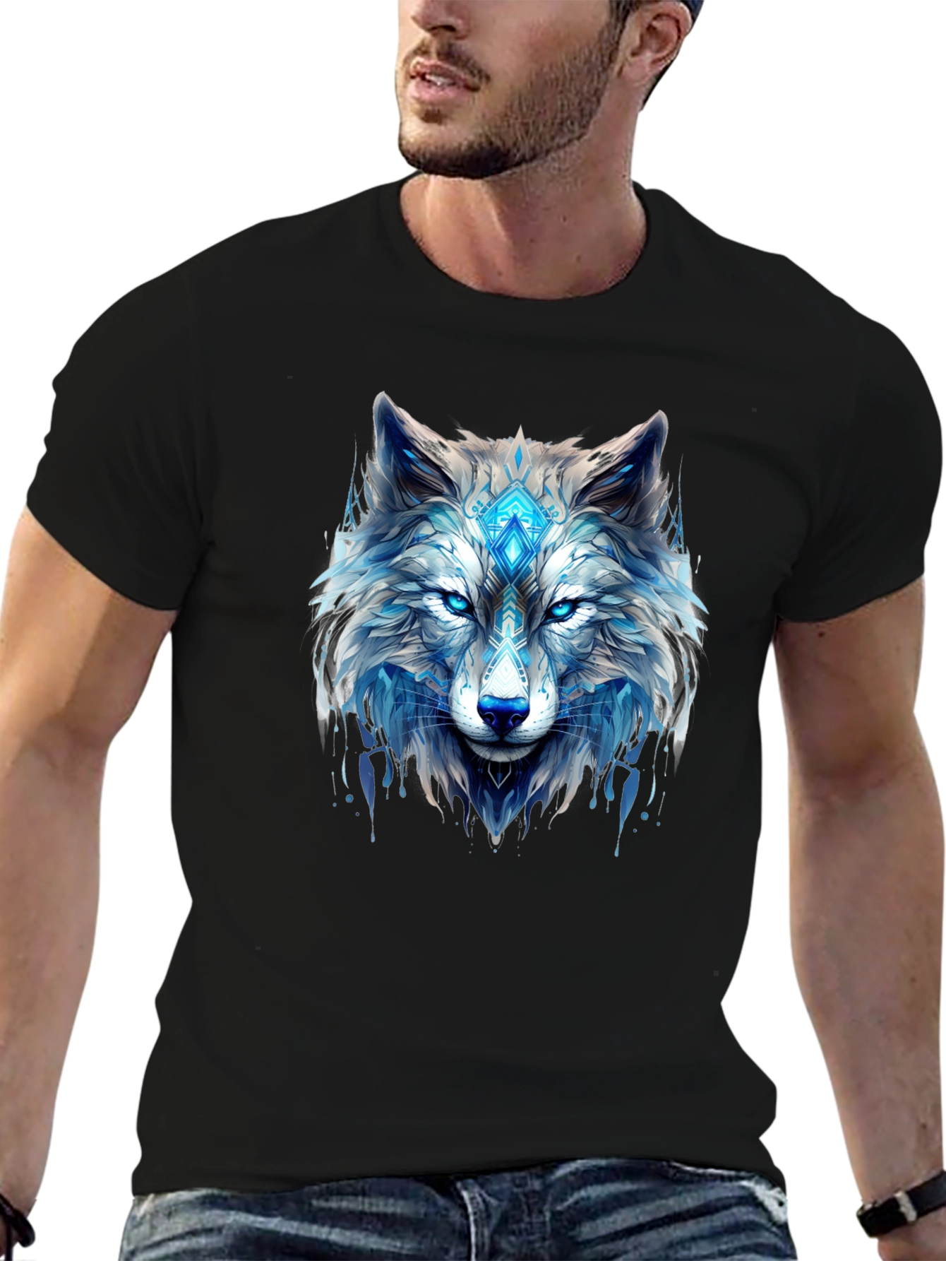 Cool Wolf Graphic Black T-Shirt