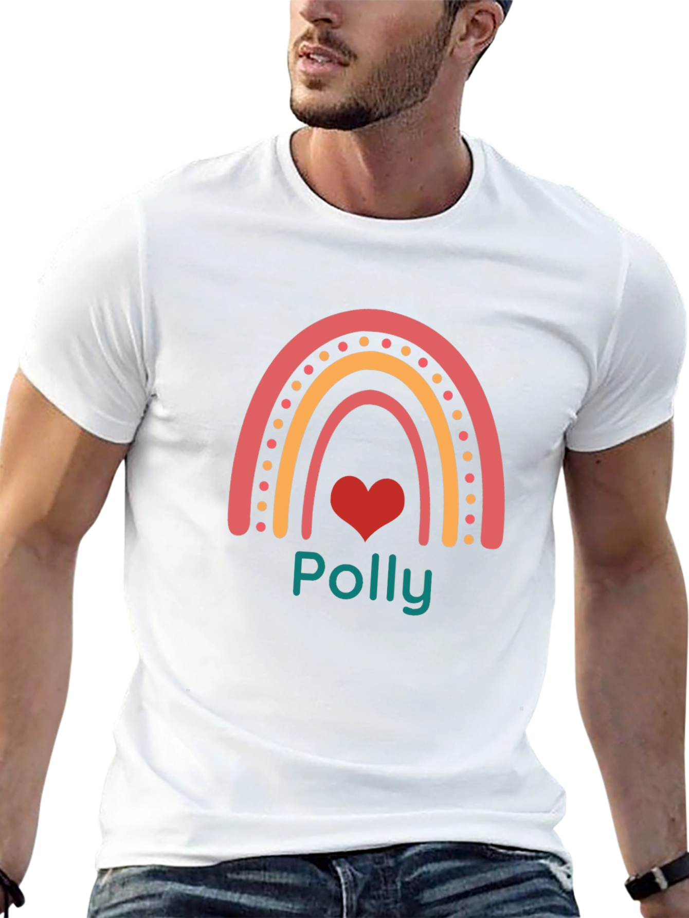 Polly Rainbow Heart Black T-Shirt