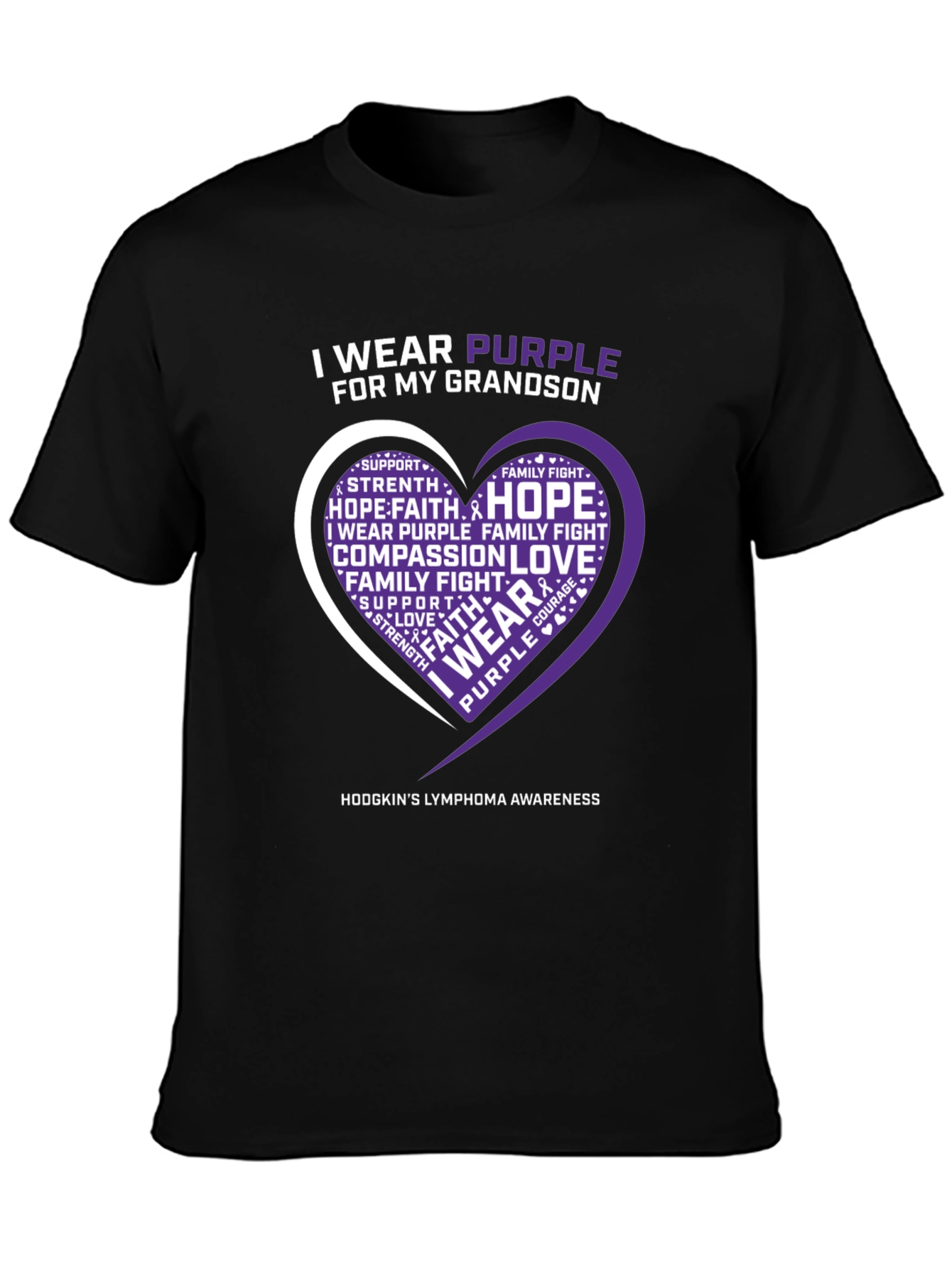 Purple Awareness T-Shirt Grandson Hodgkins Lymphoma