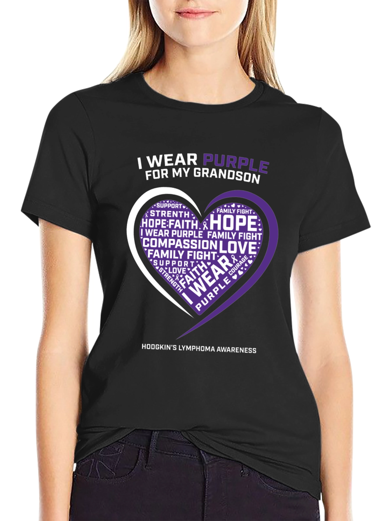 Purple Awareness T-Shirt Grandson Hodgkins Lymphoma