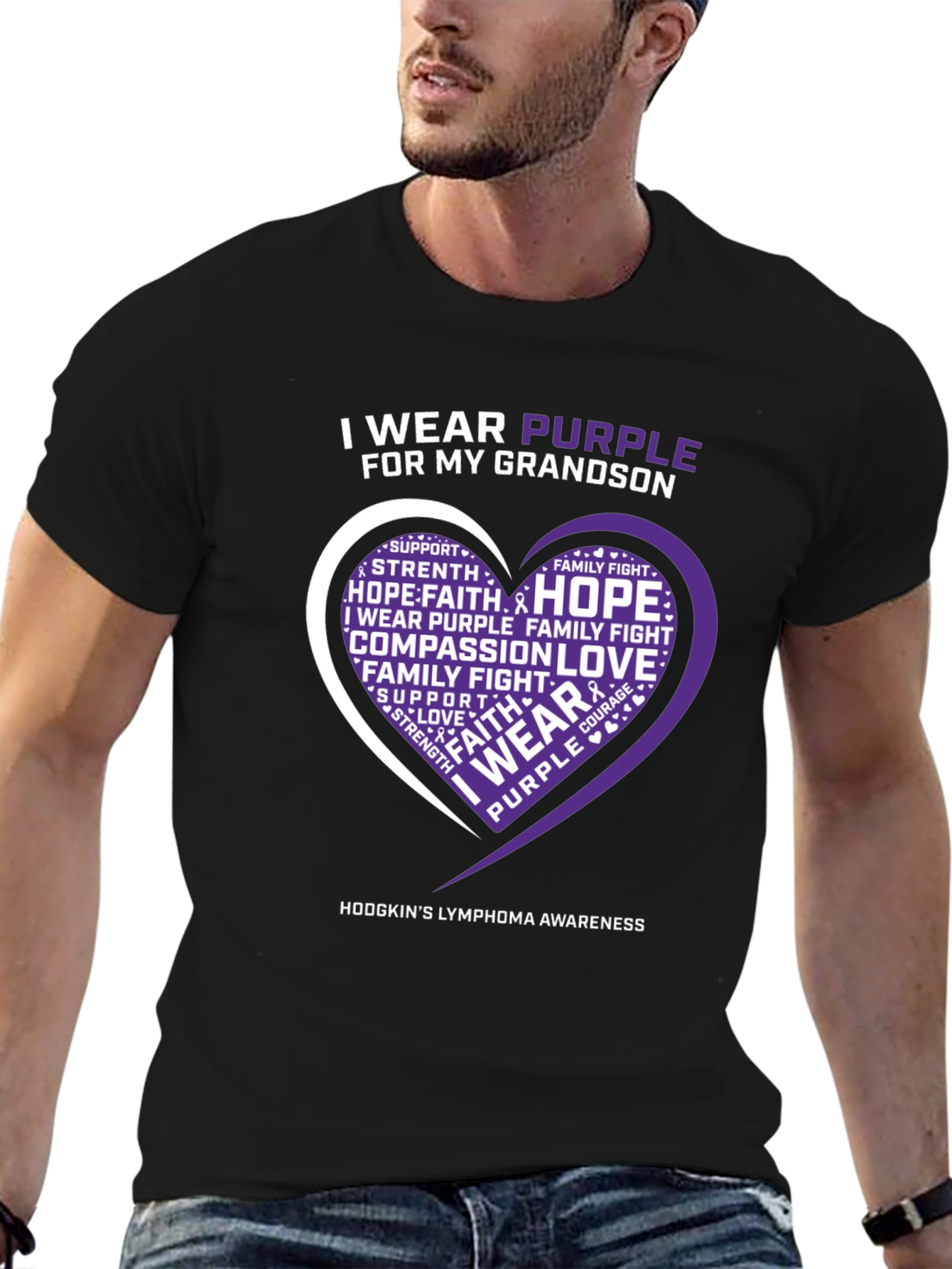 Purple Awareness T-Shirt Grandson Hodgkins Lymphoma