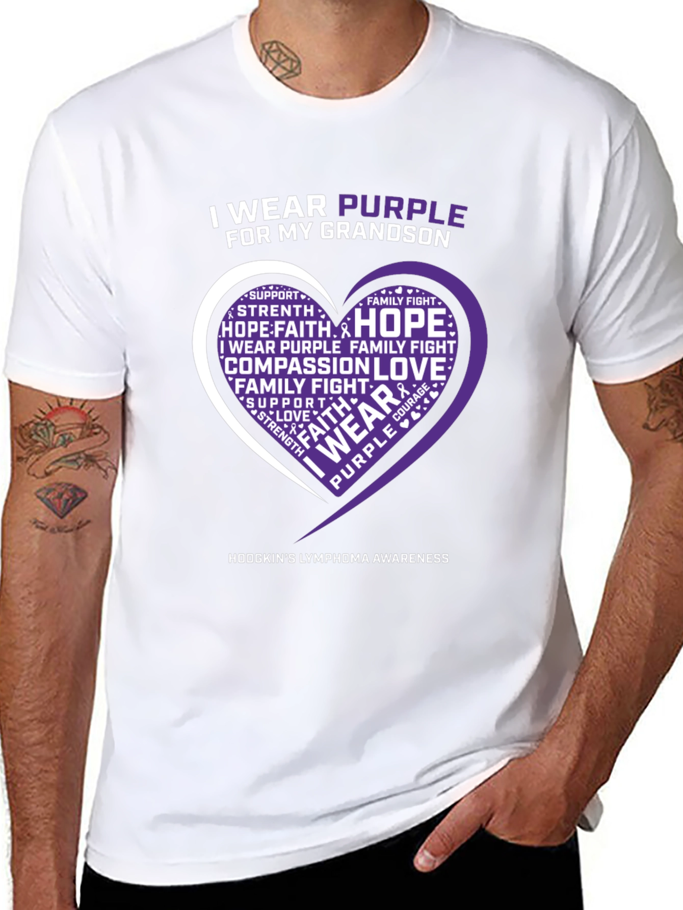 Purple Awareness T-Shirt Grandson Hodgkins Lymphoma