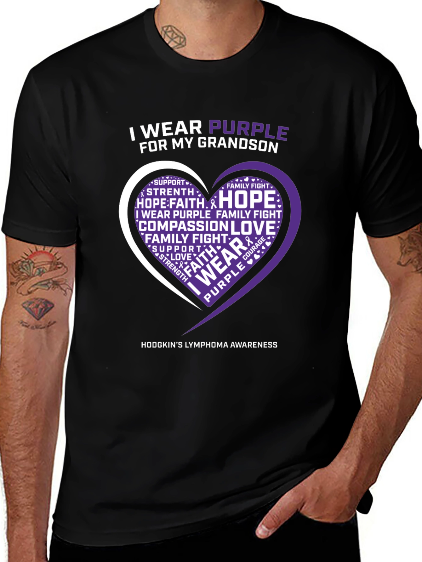 Purple Awareness T-Shirt Grandson Hodgkins Lymphoma