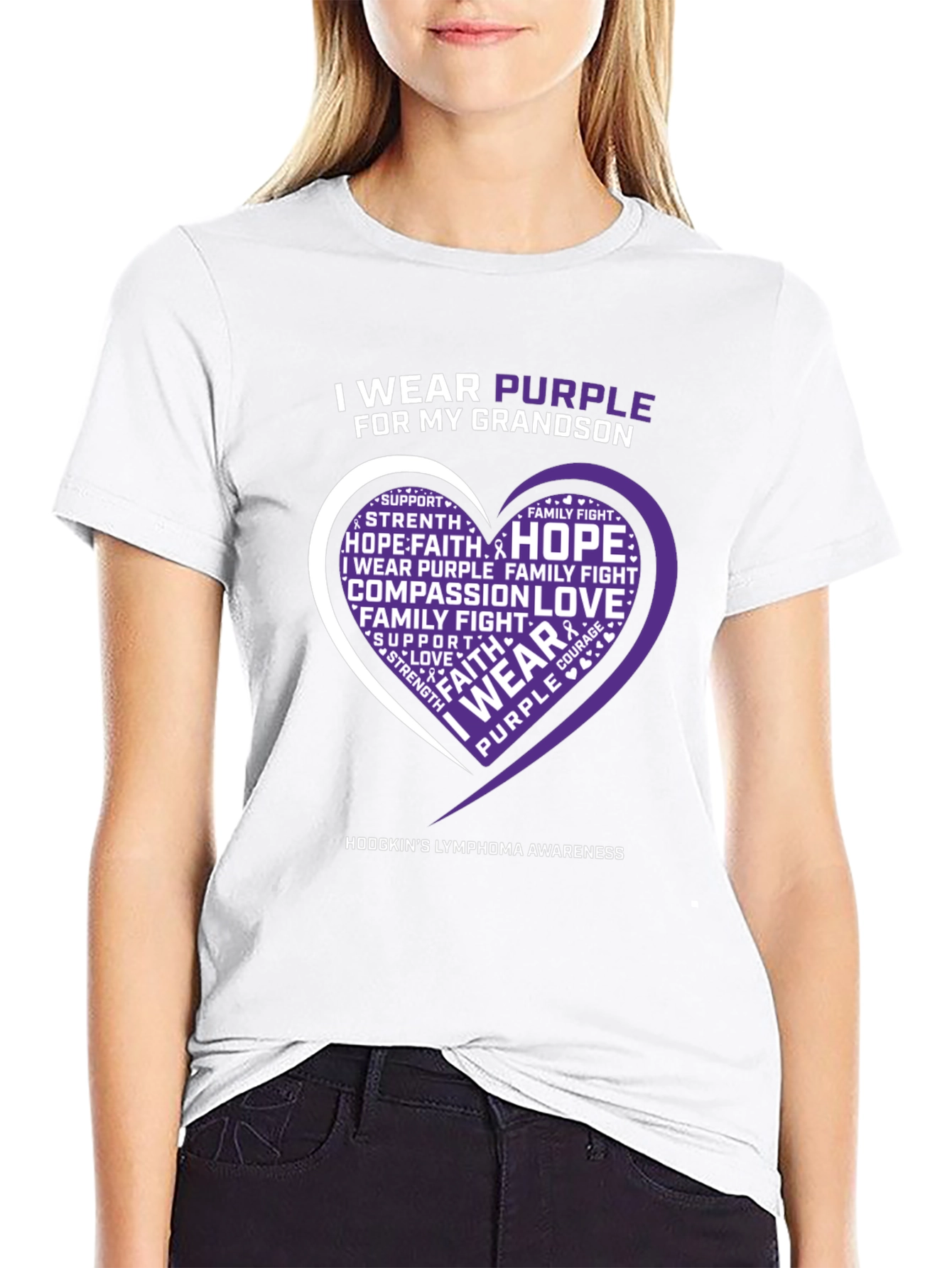 Purple Awareness T-Shirt Grandson Hodgkins Lymphoma