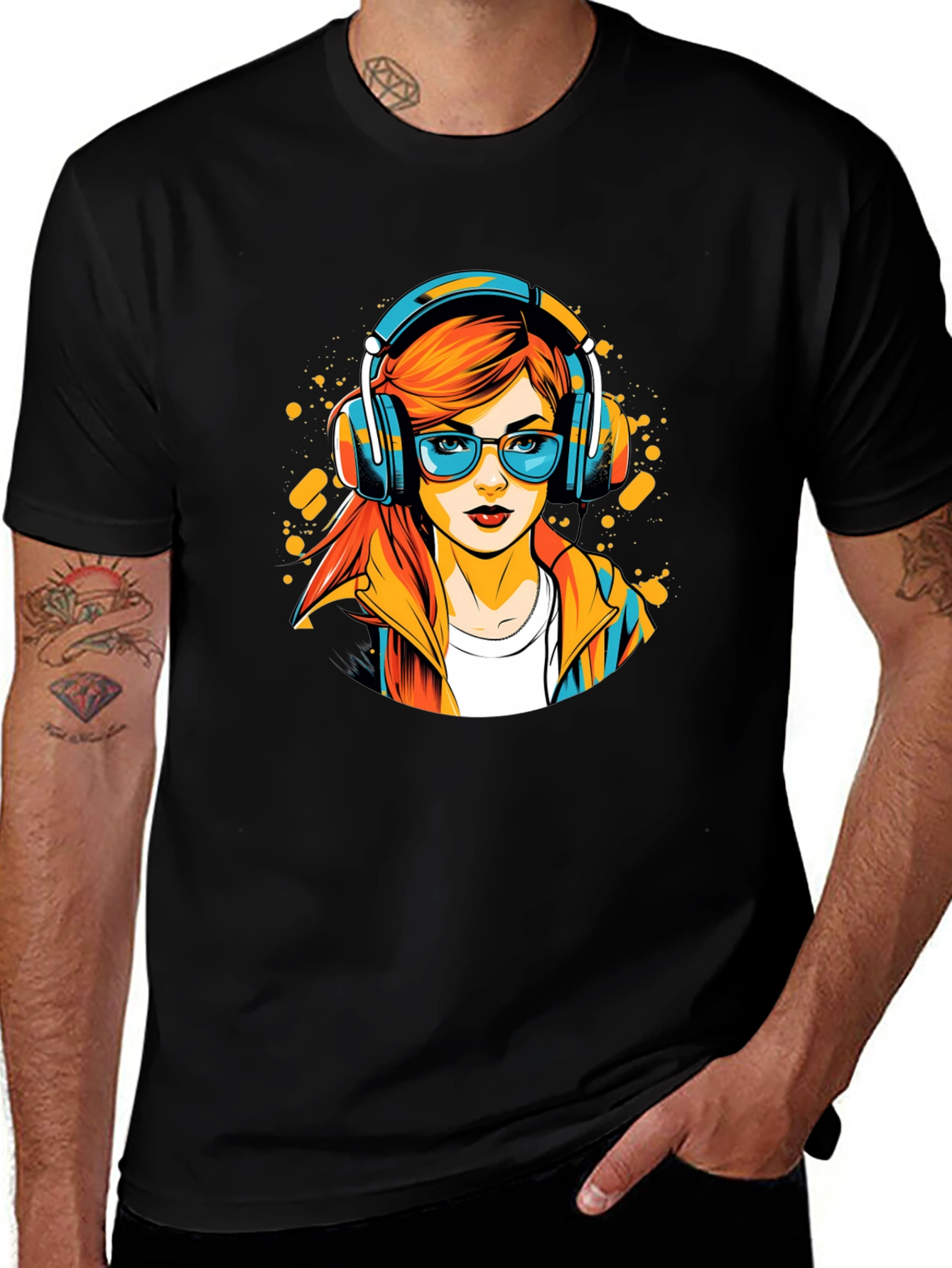 Stylish Black T-Shirt with Cool Girl Graphic
