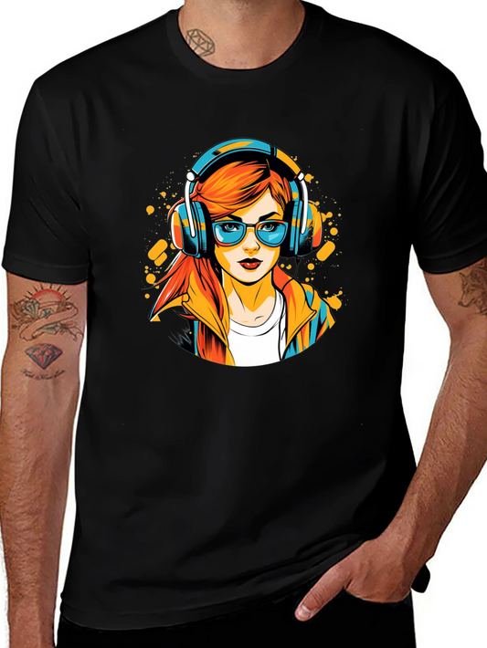 Stylish Black T-Shirt with Cool Girl Graphic