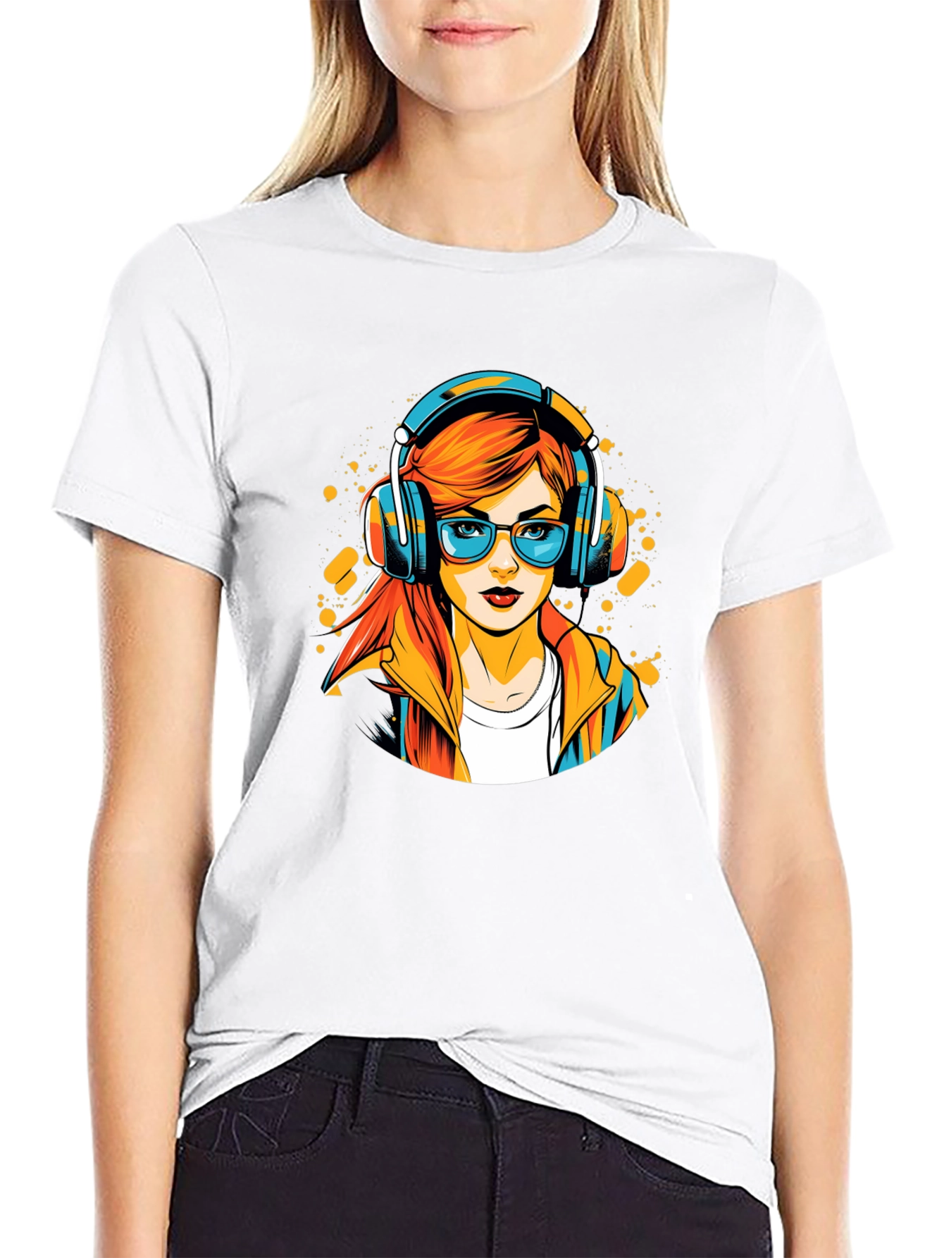 Stylish Black T-Shirt with Cool Girl Graphic