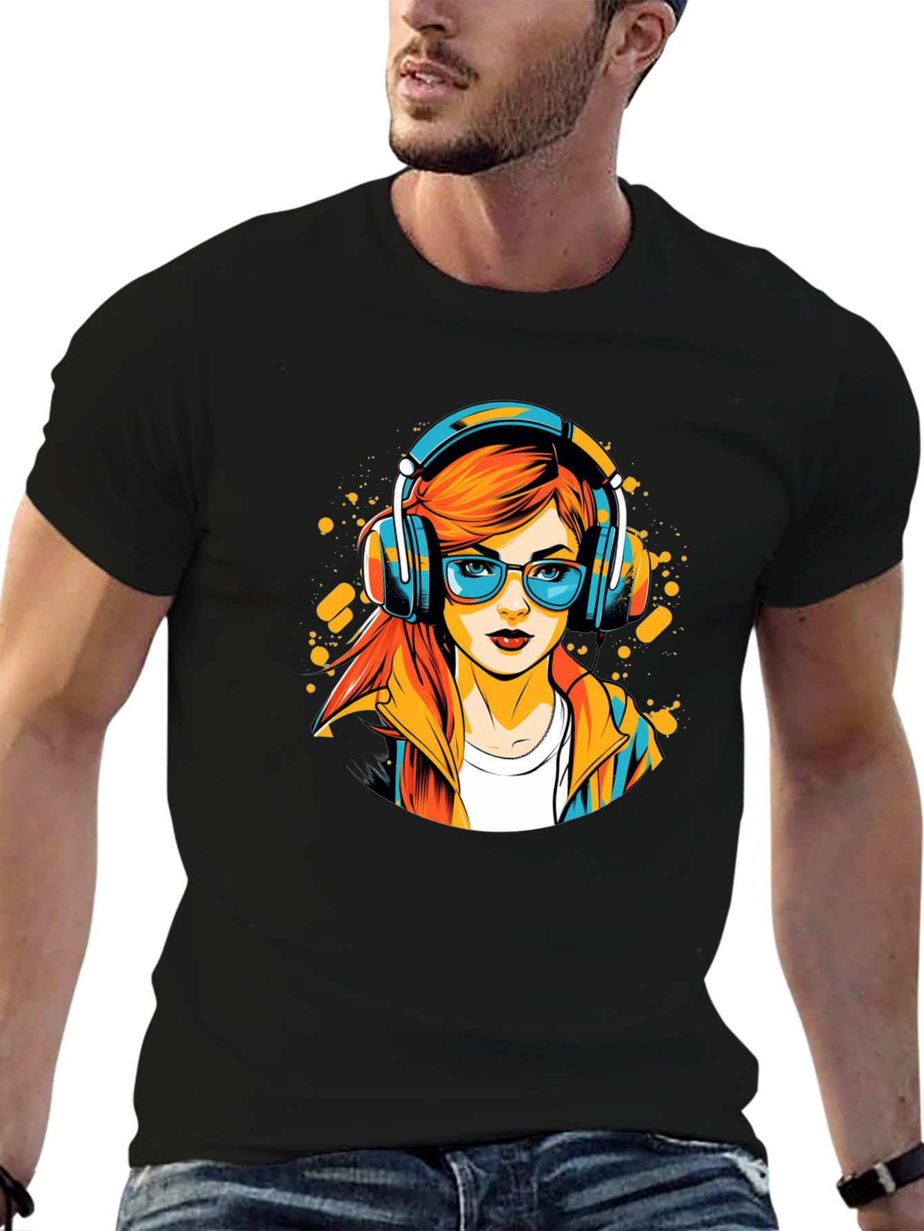 Stylish Black T-Shirt with Cool Girl Graphic
