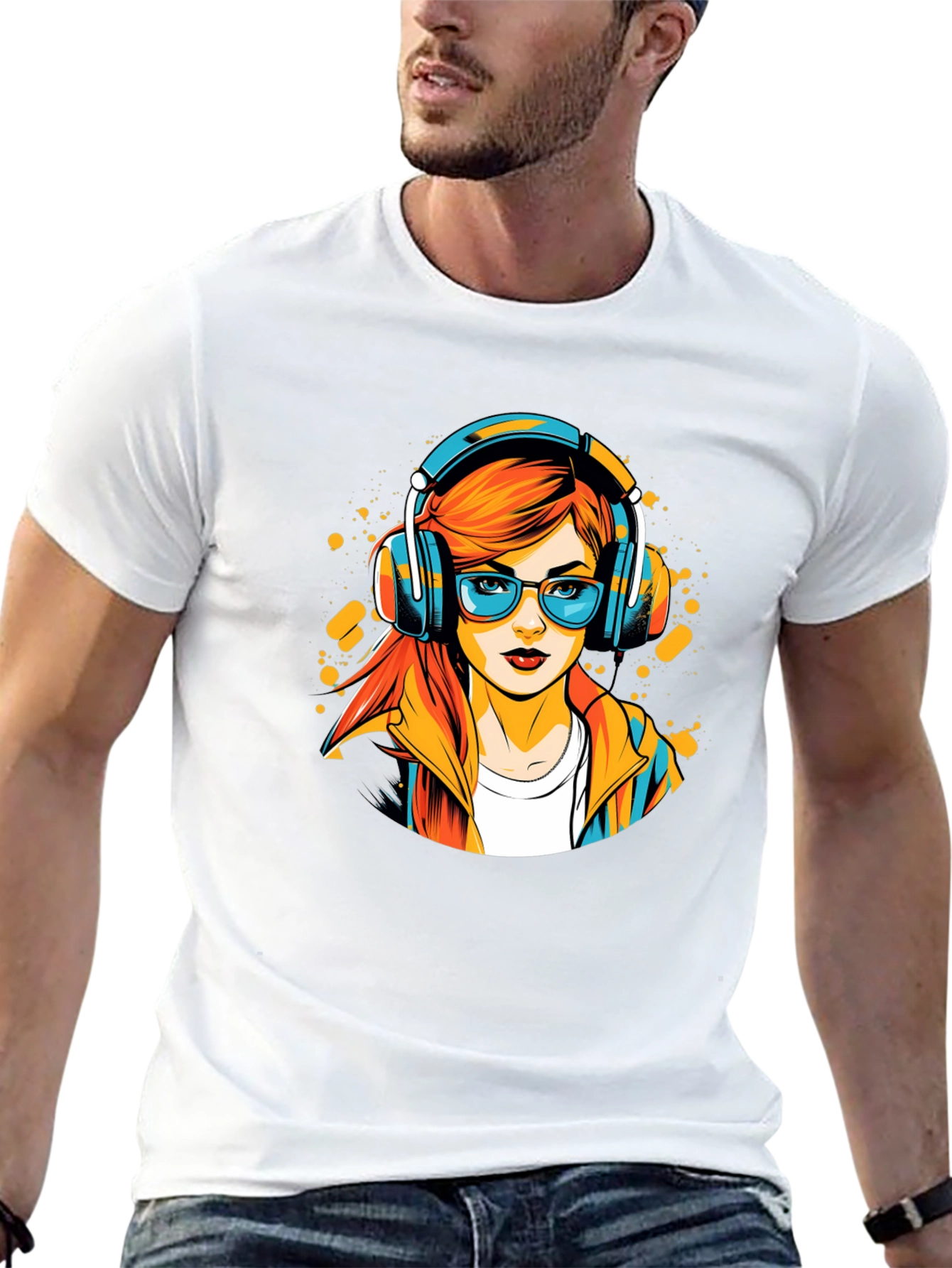 Stylish Black T-Shirt with Cool Girl Graphic