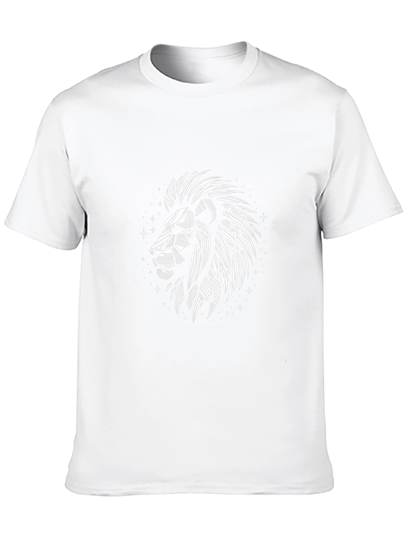 Geometric Lion Graphic Print Black T-Shirt