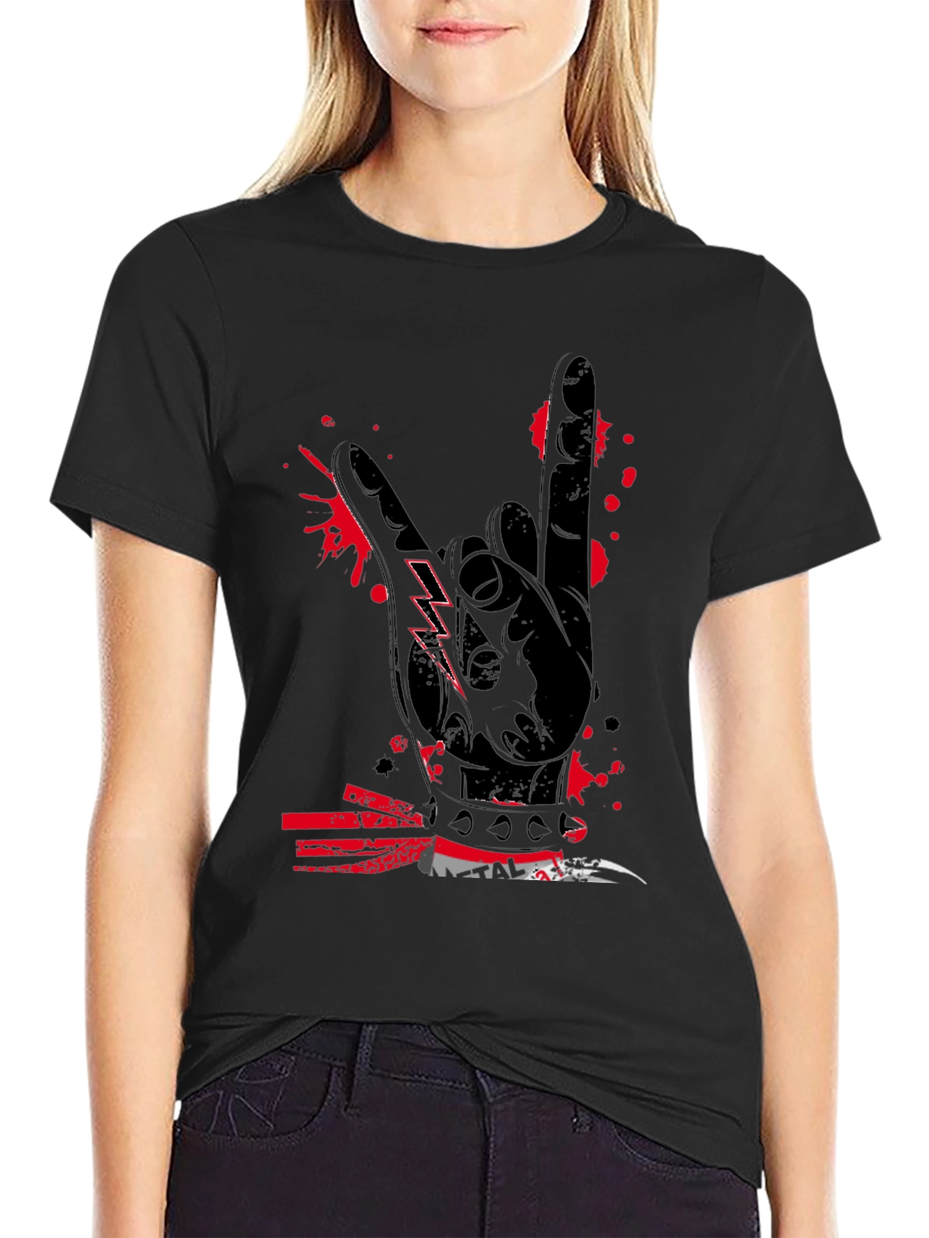 Rock On Graphic Tee - Black Cotton T-Shirt