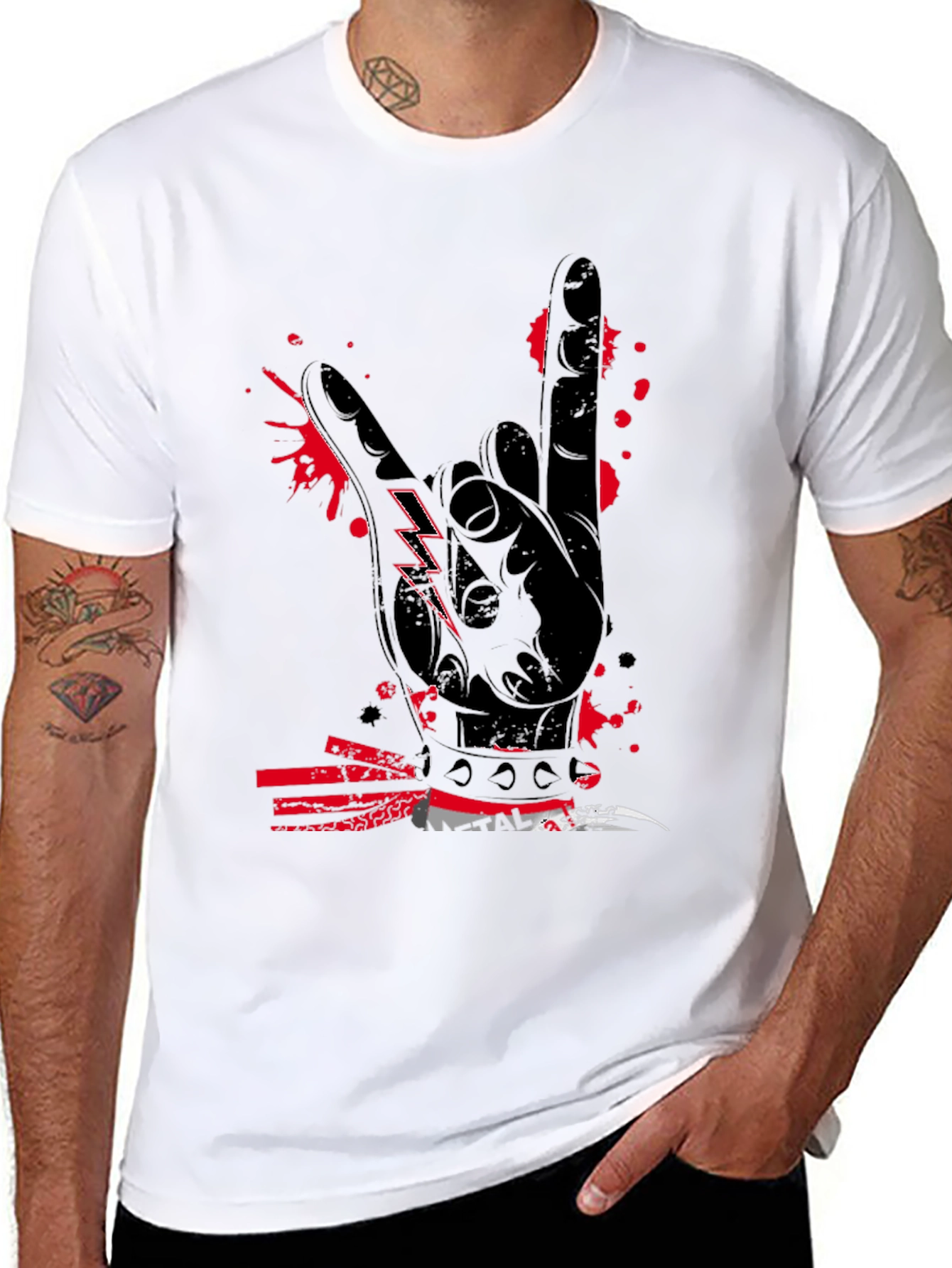 Rock On Graphic Tee - Black Cotton T-Shirt