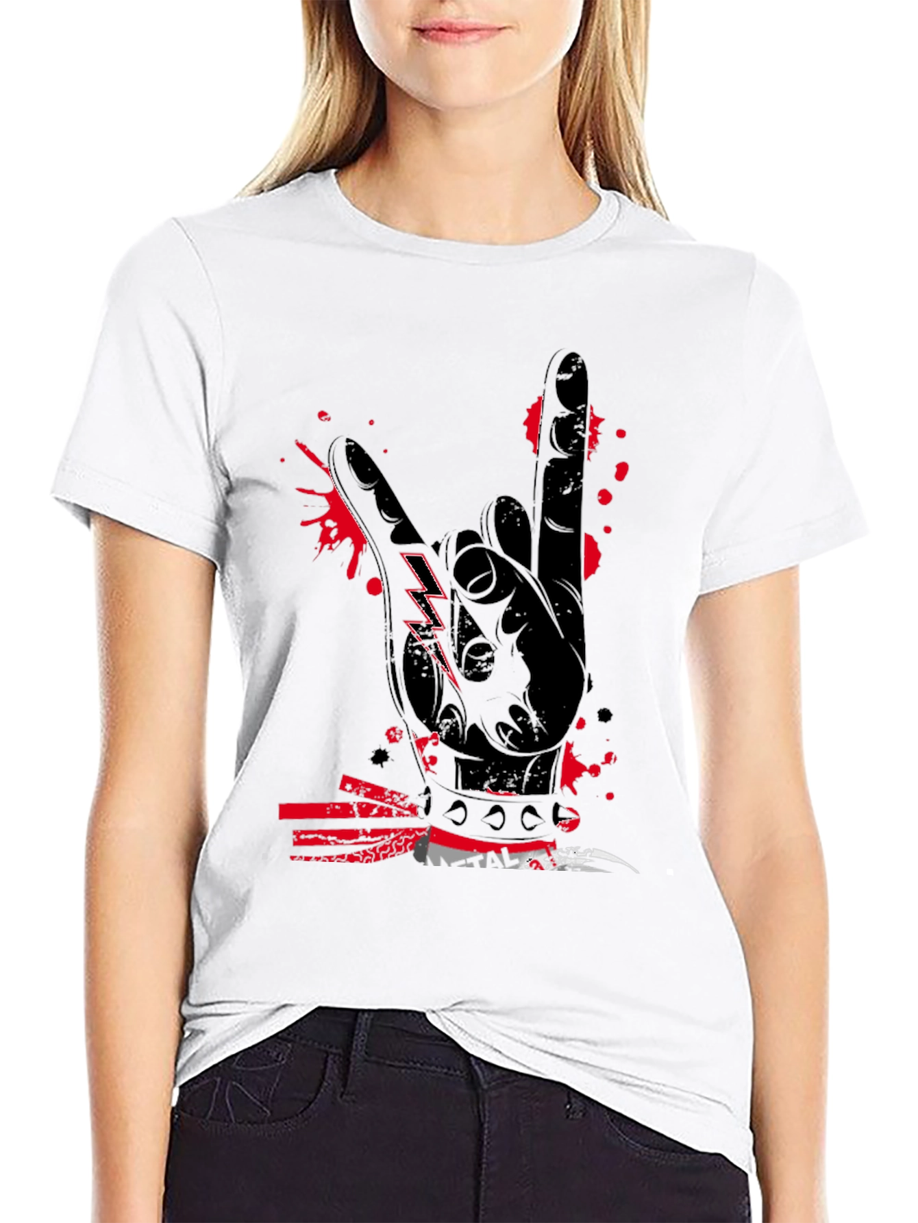 Rock On Graphic Tee - Black Cotton T-Shirt