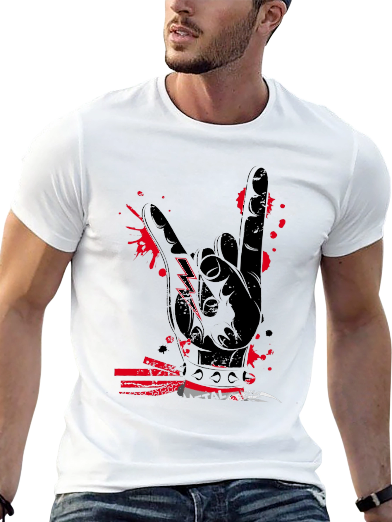 Rock On Graphic Tee - Black Cotton T-Shirt