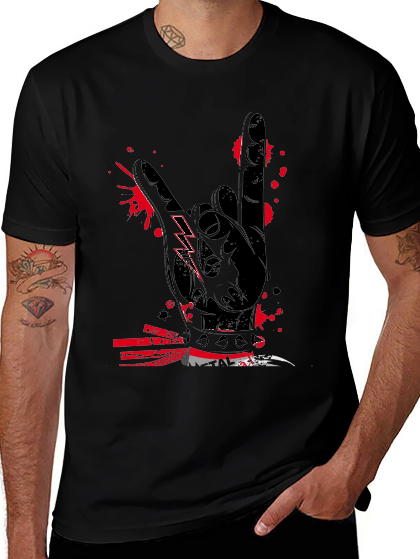 Rock On Graphic Tee - Black Cotton T-Shirt