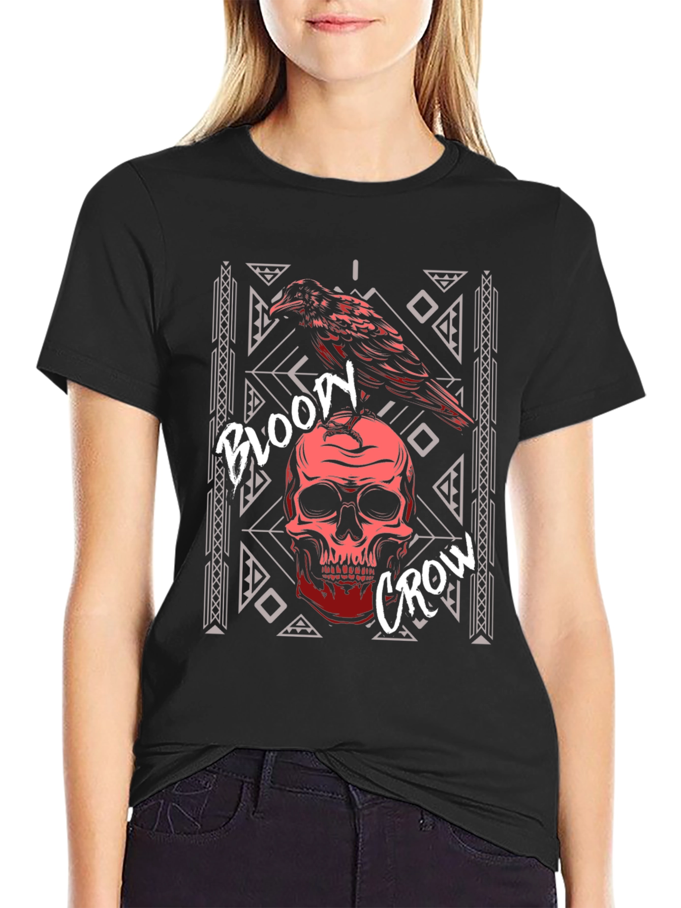 Bloody Crow Skull T-Shirt - Gothic Style