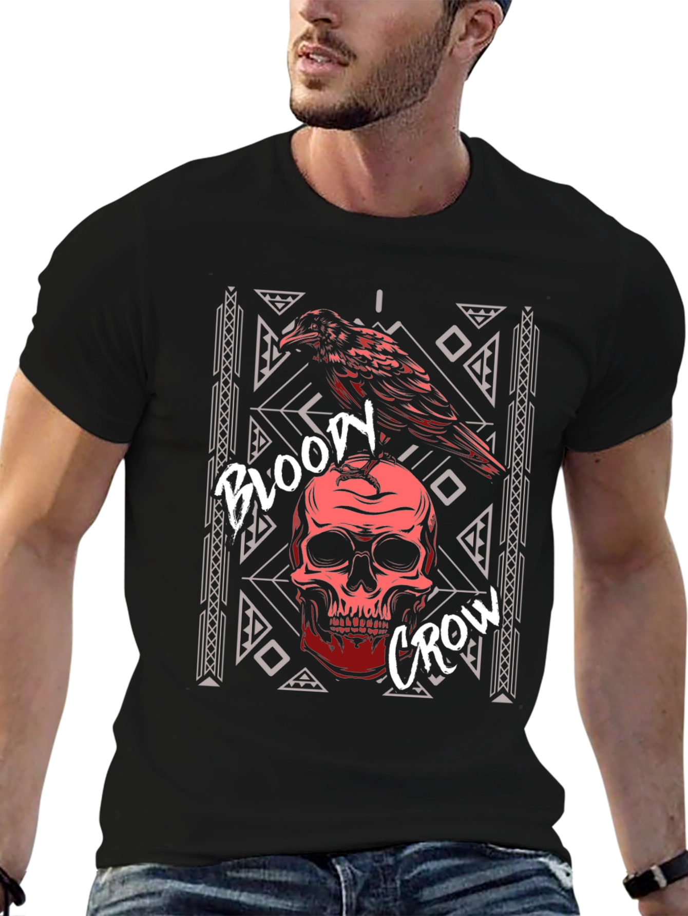 Bloody Crow Skull T-Shirt - Gothic Style
