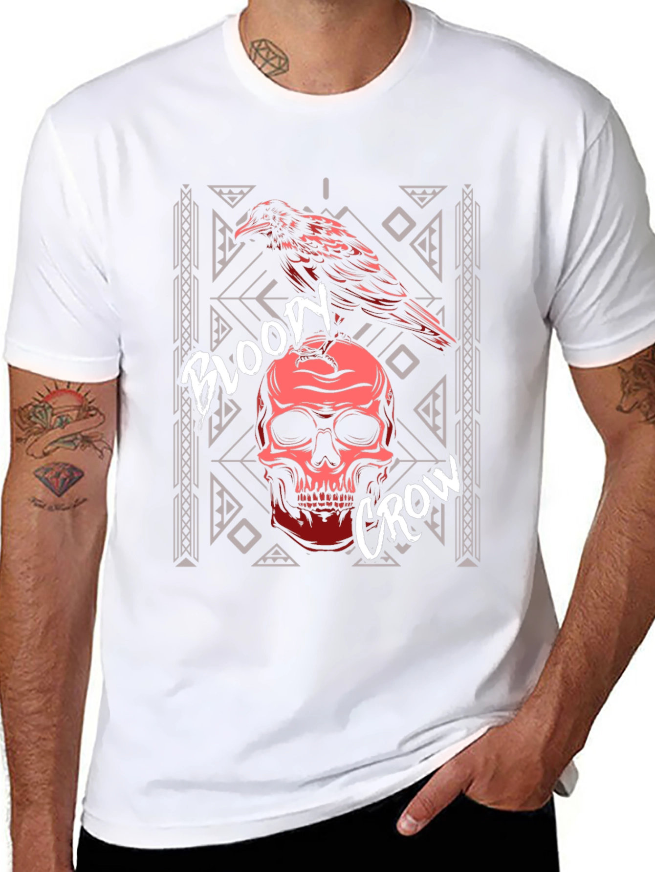 Bloody Crow Skull T-Shirt - Gothic Style