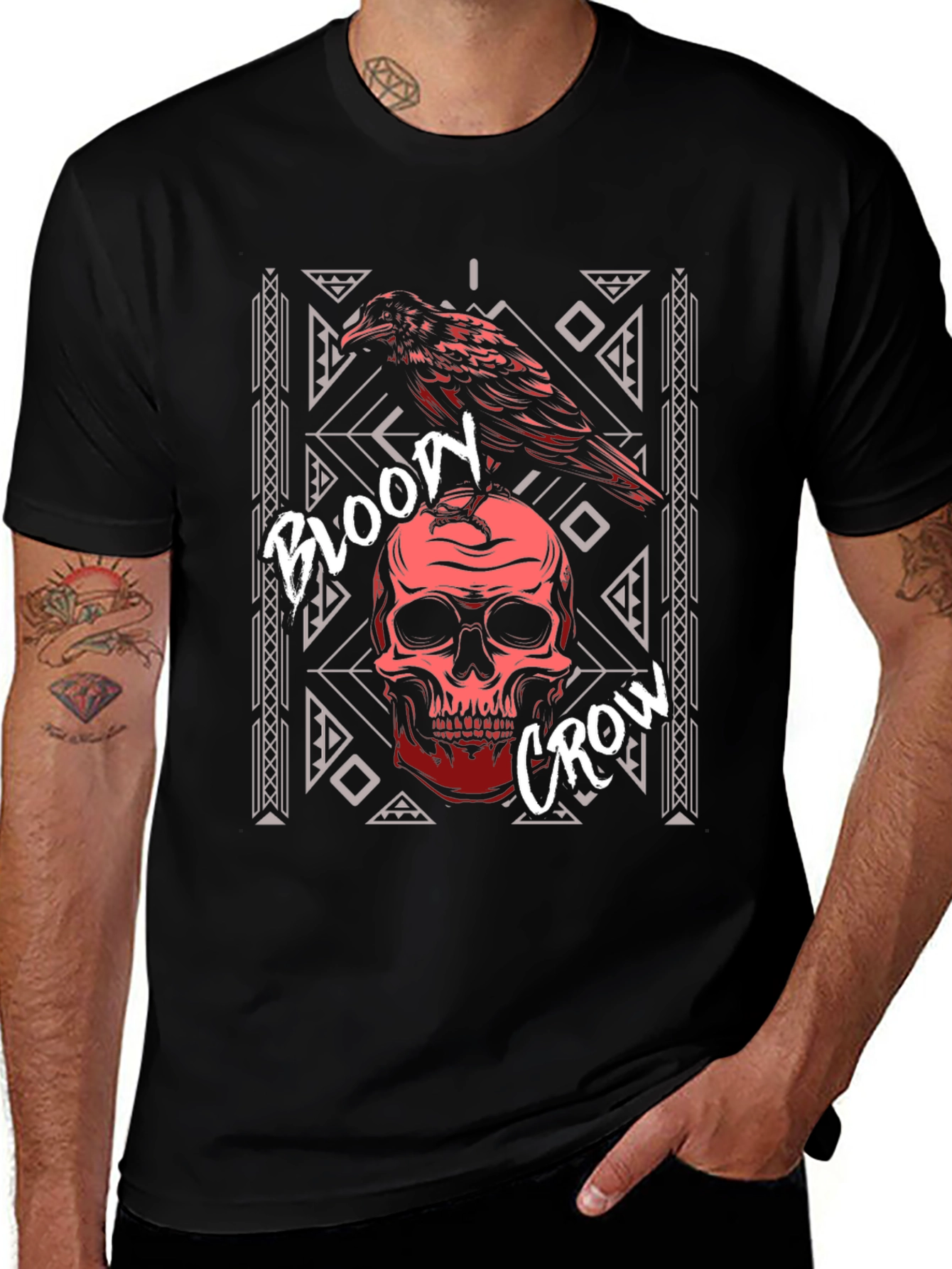 Bloody Crow Skull T-Shirt - Gothic Style