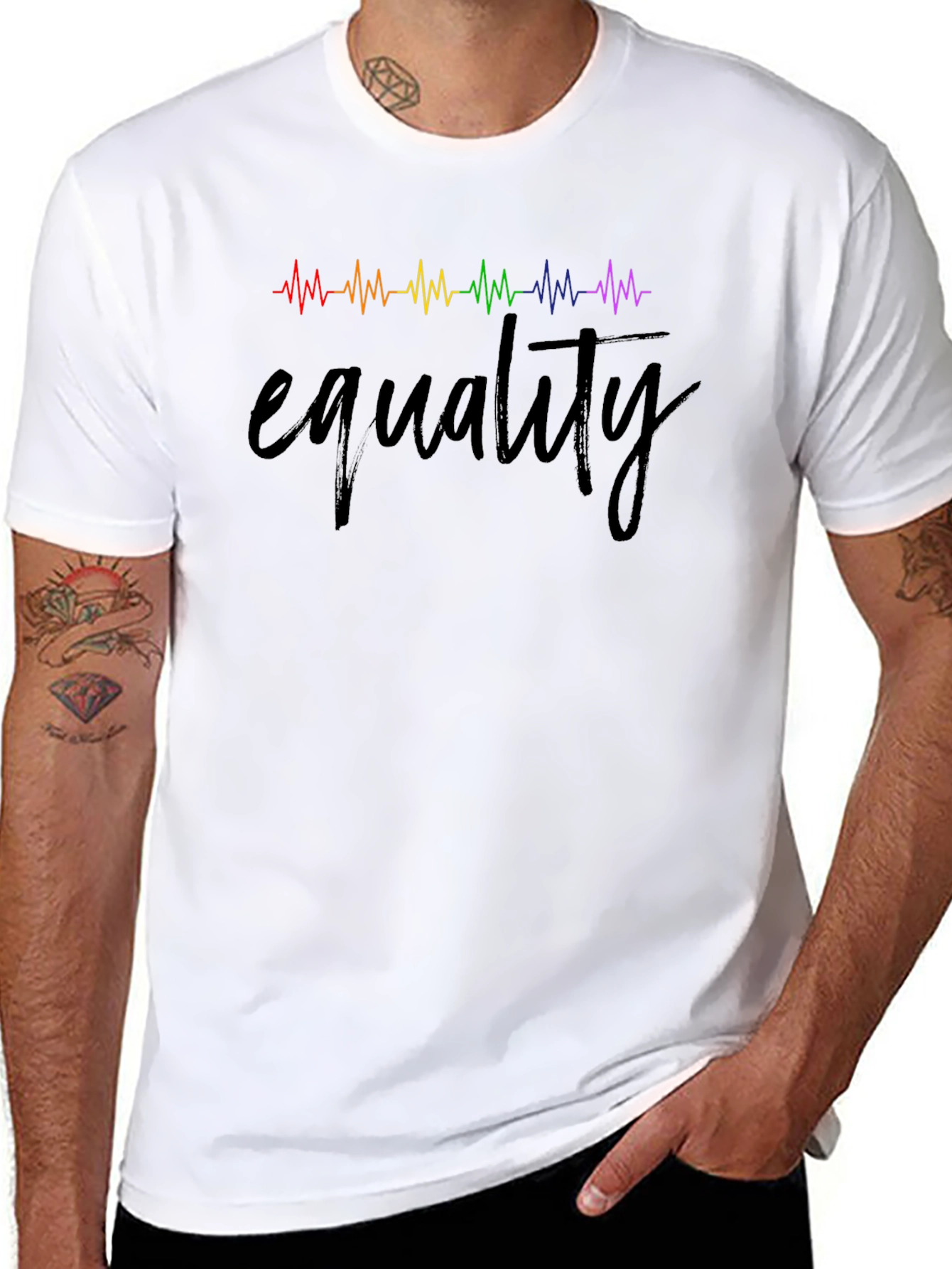 Equality Rainbow Heartbeat Tee