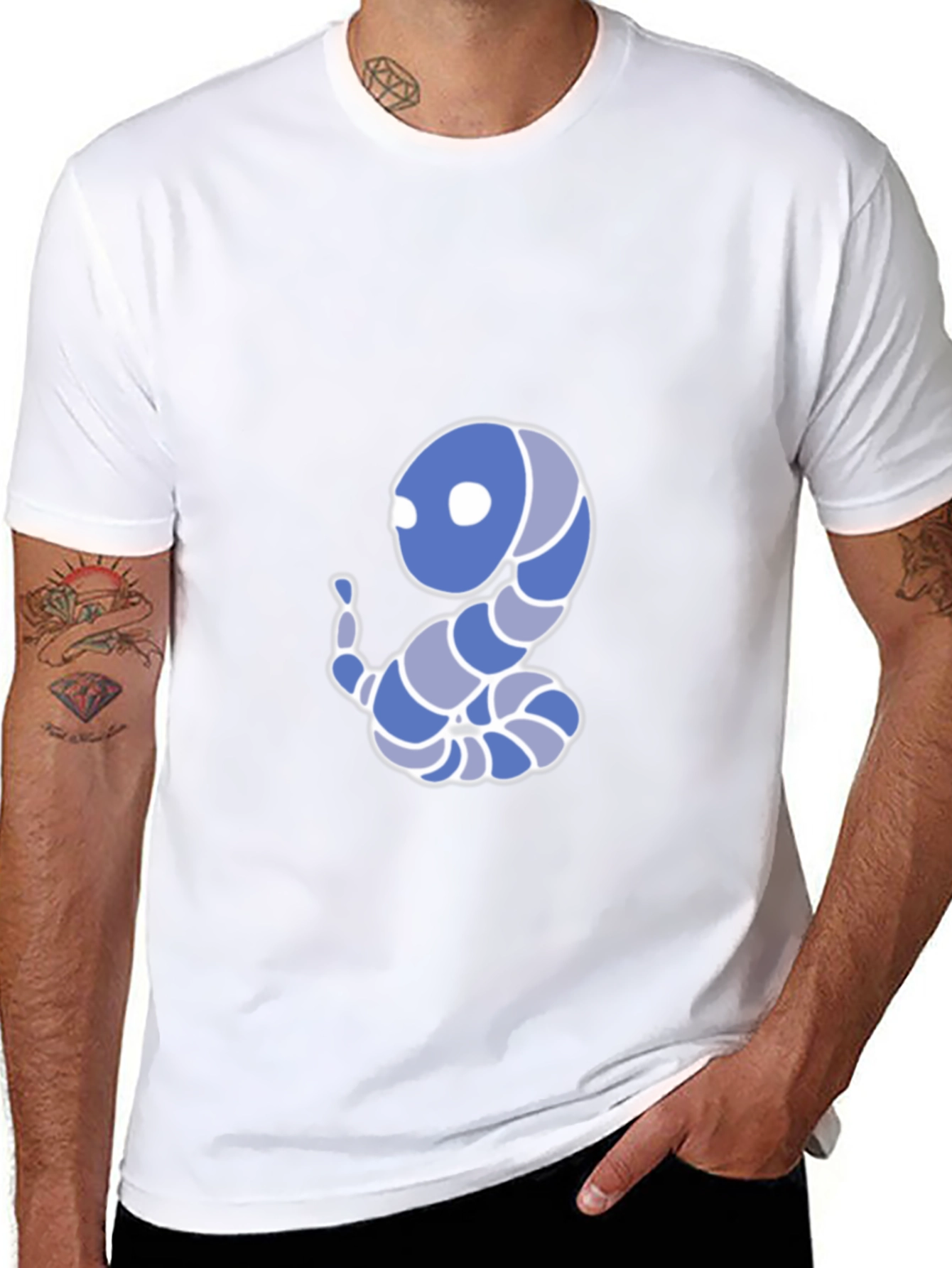 Cartoon Snake Graphic Tee - Black Cotton Blend T-Shirt