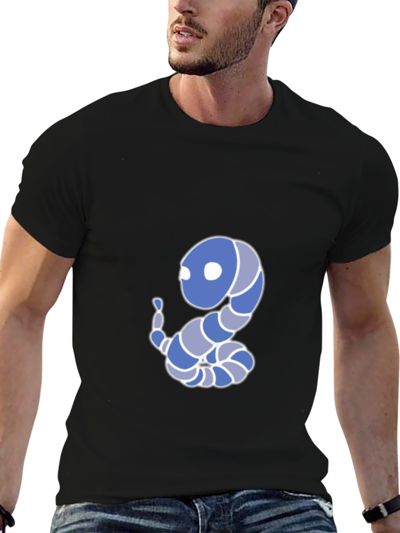 Cartoon Snake Graphic Tee - Black Cotton Blend T-Shirt