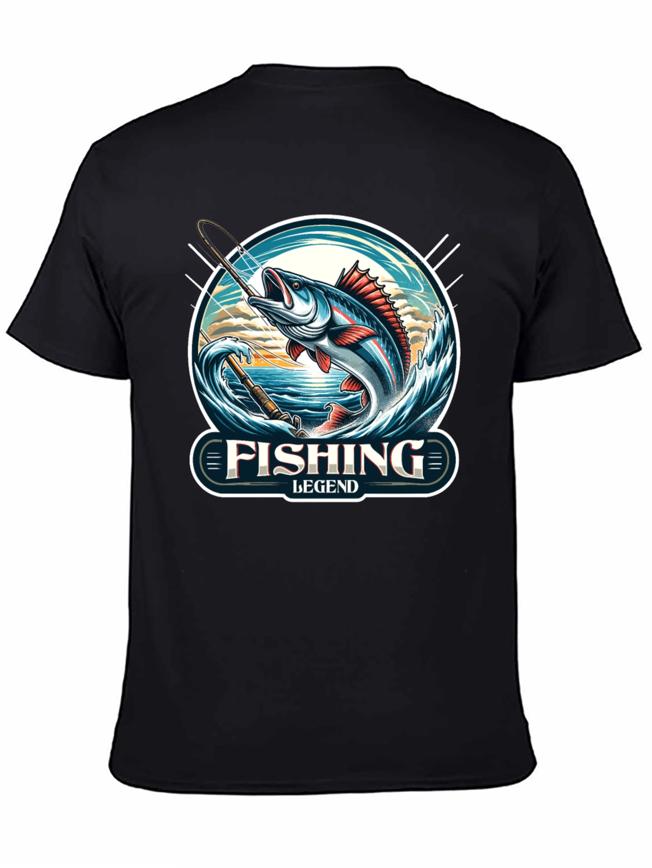 Fishing Legend Black Graphic Tee