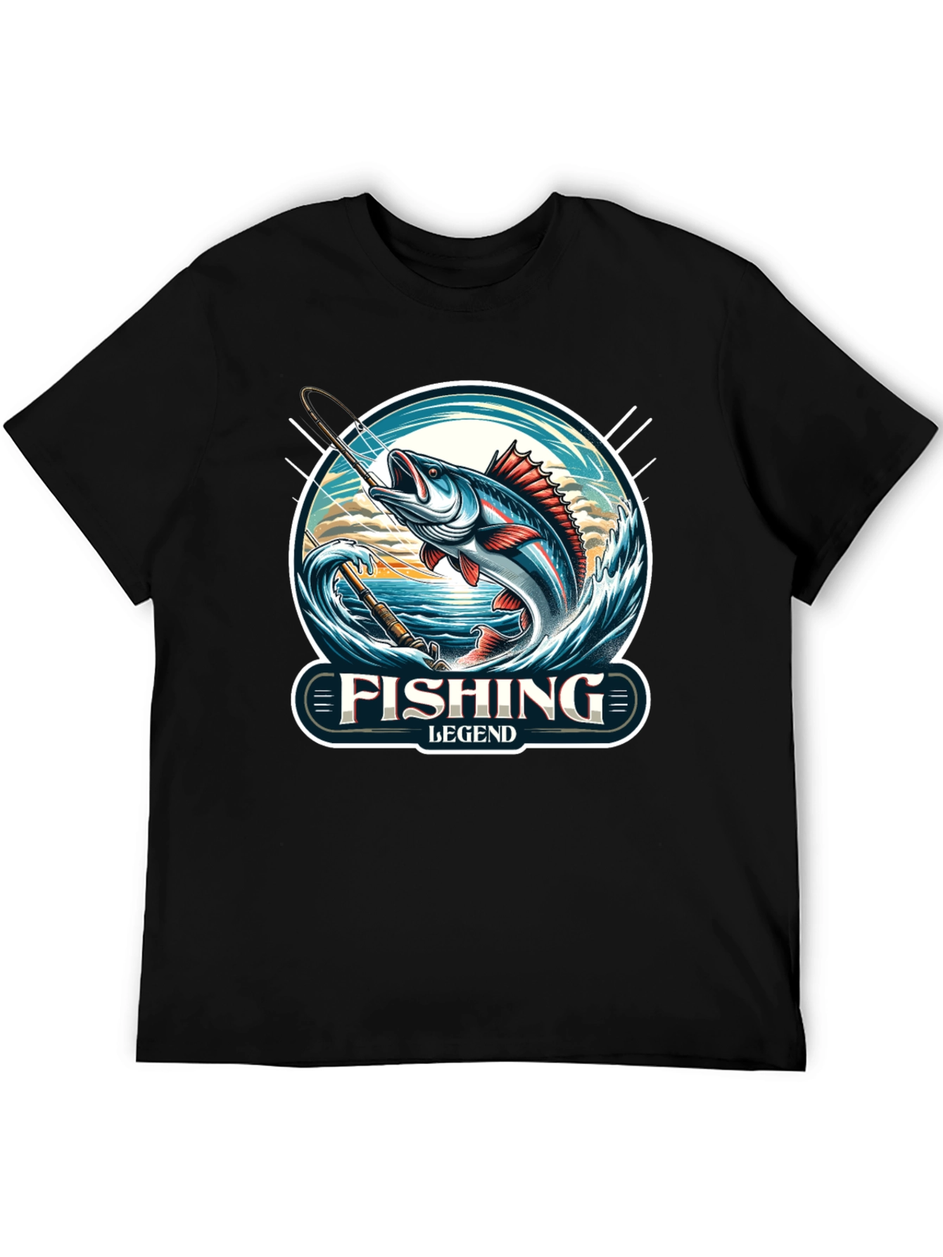 Fishing Legend Black Graphic Tee