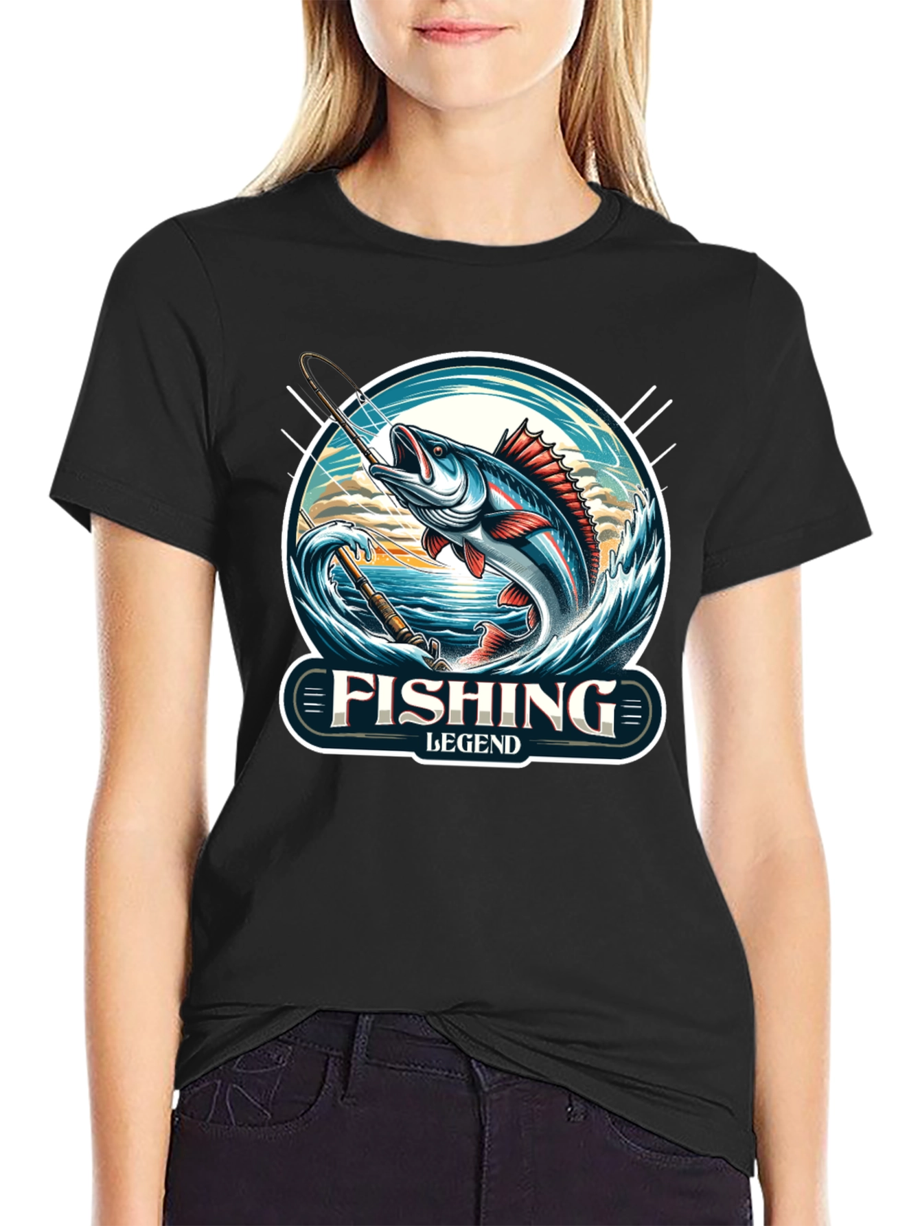 Fishing Legend Black Graphic Tee