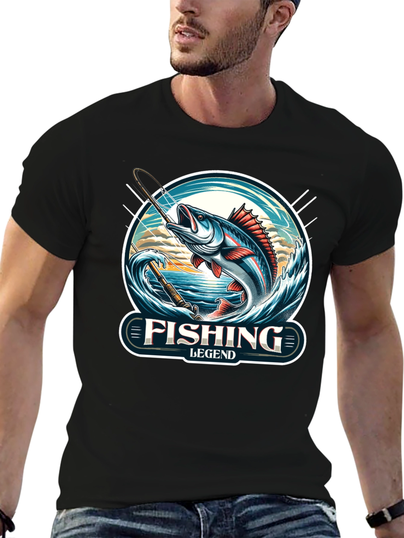 Fishing Legend Black Graphic Tee