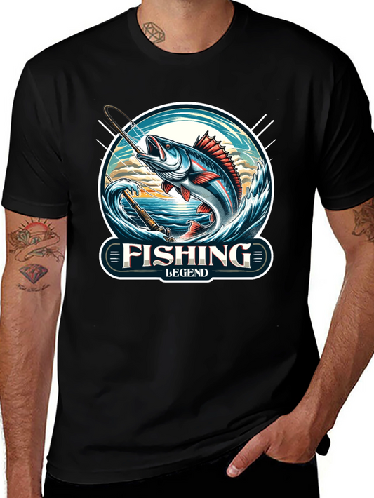 Fishing Legend Black Graphic Tee