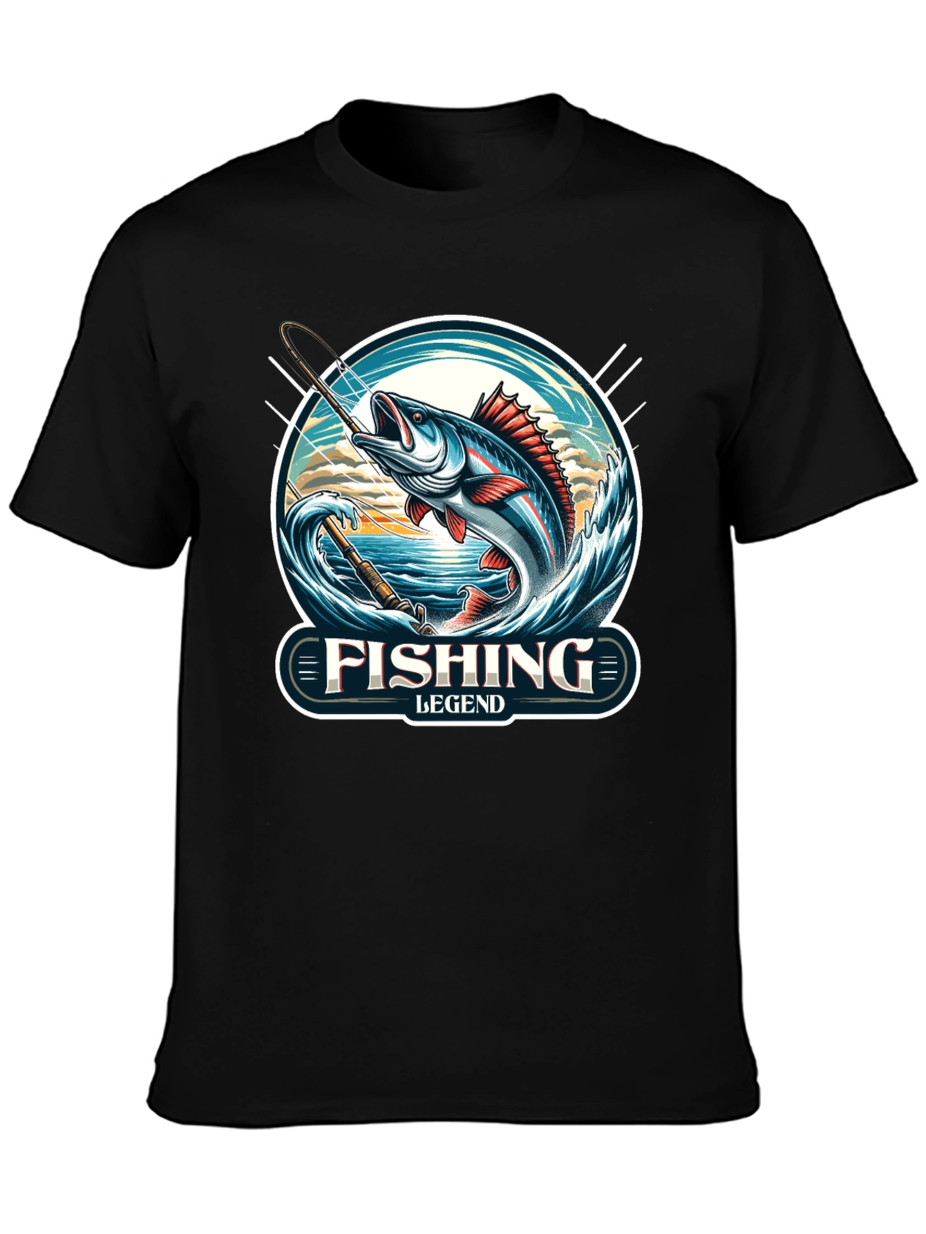Fishing Legend Black Graphic Tee