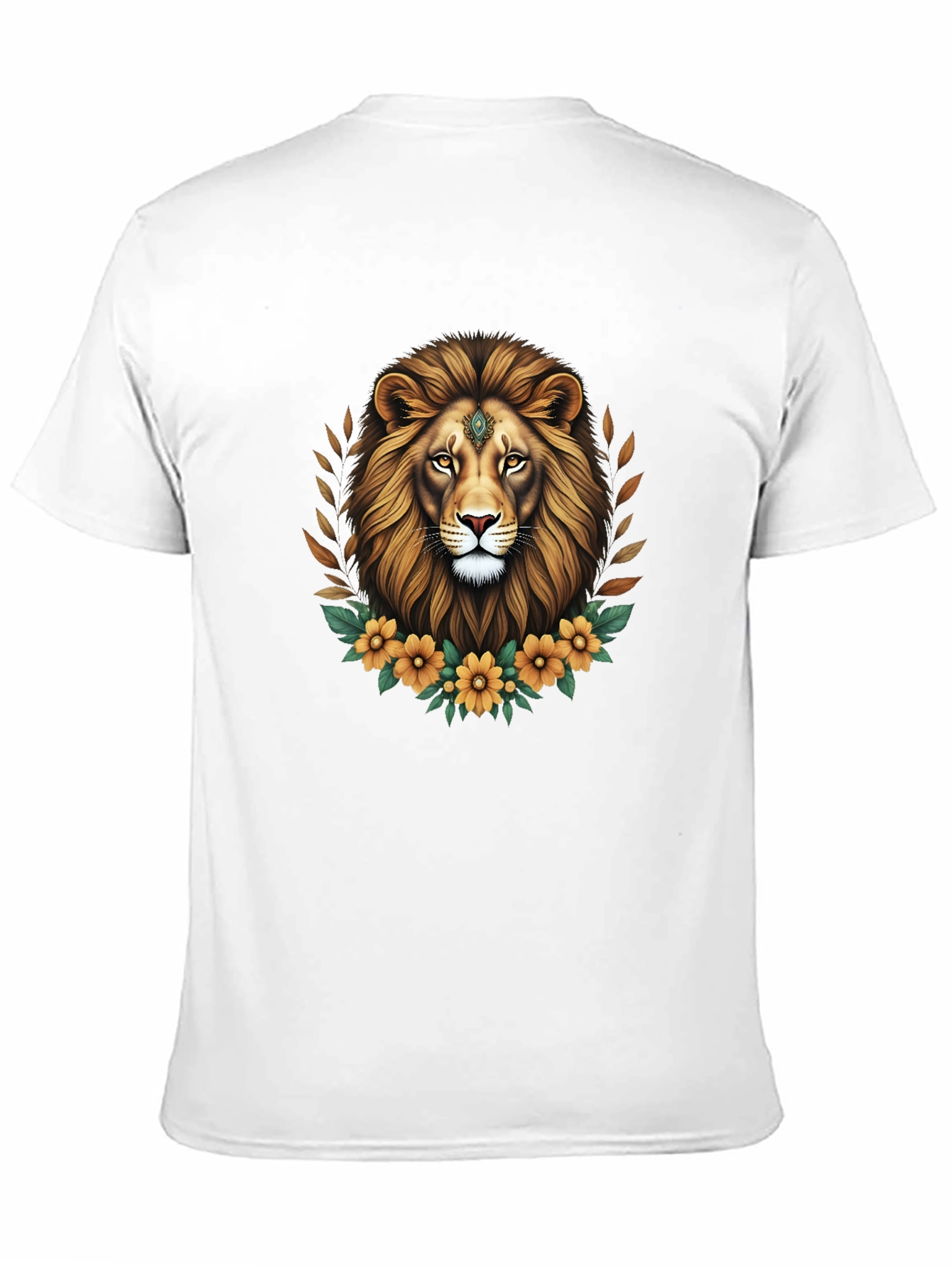 Lion Floral Graphic Tee - Black Unisex