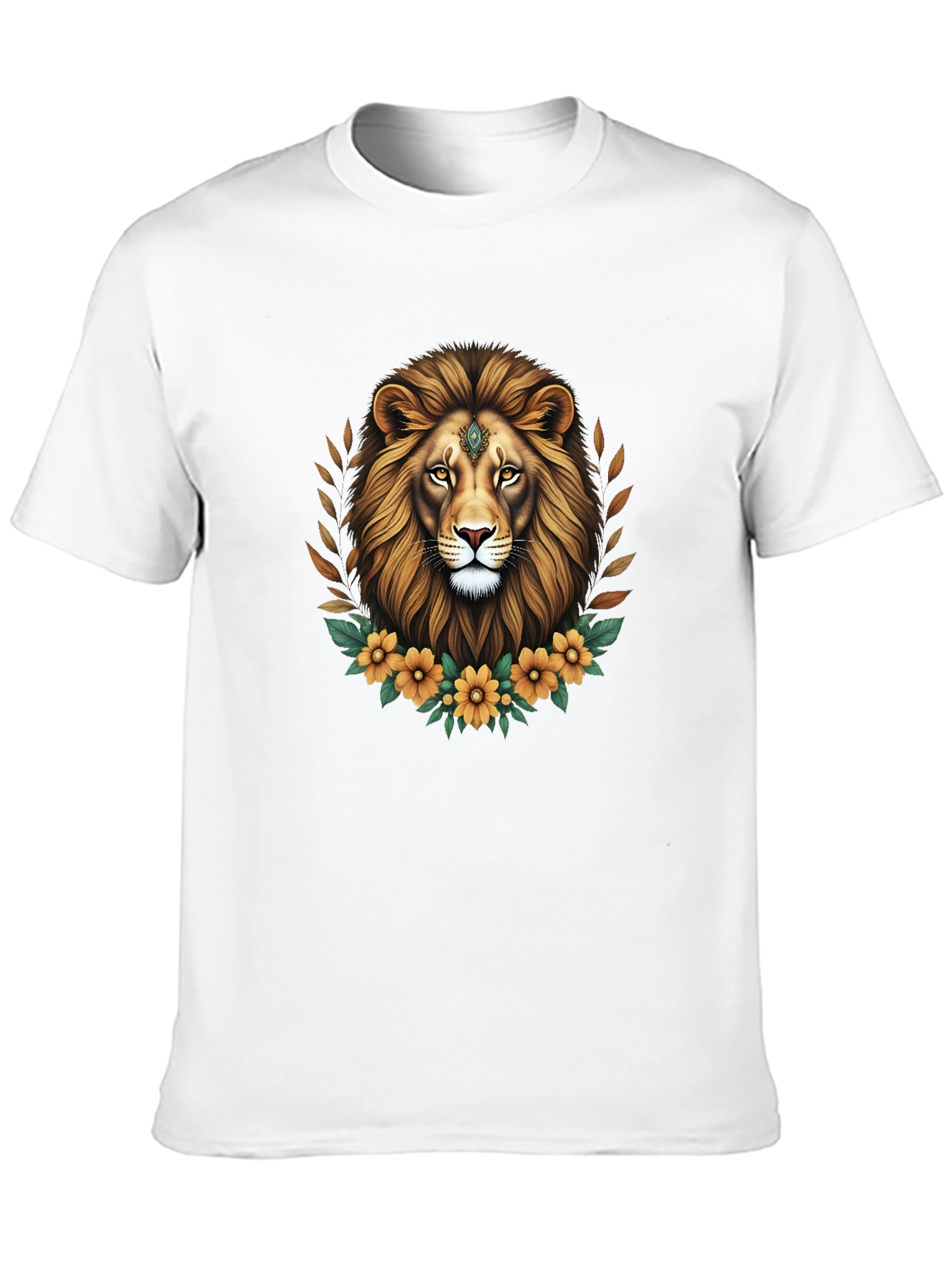 Lion Floral Graphic Tee - Black Unisex
