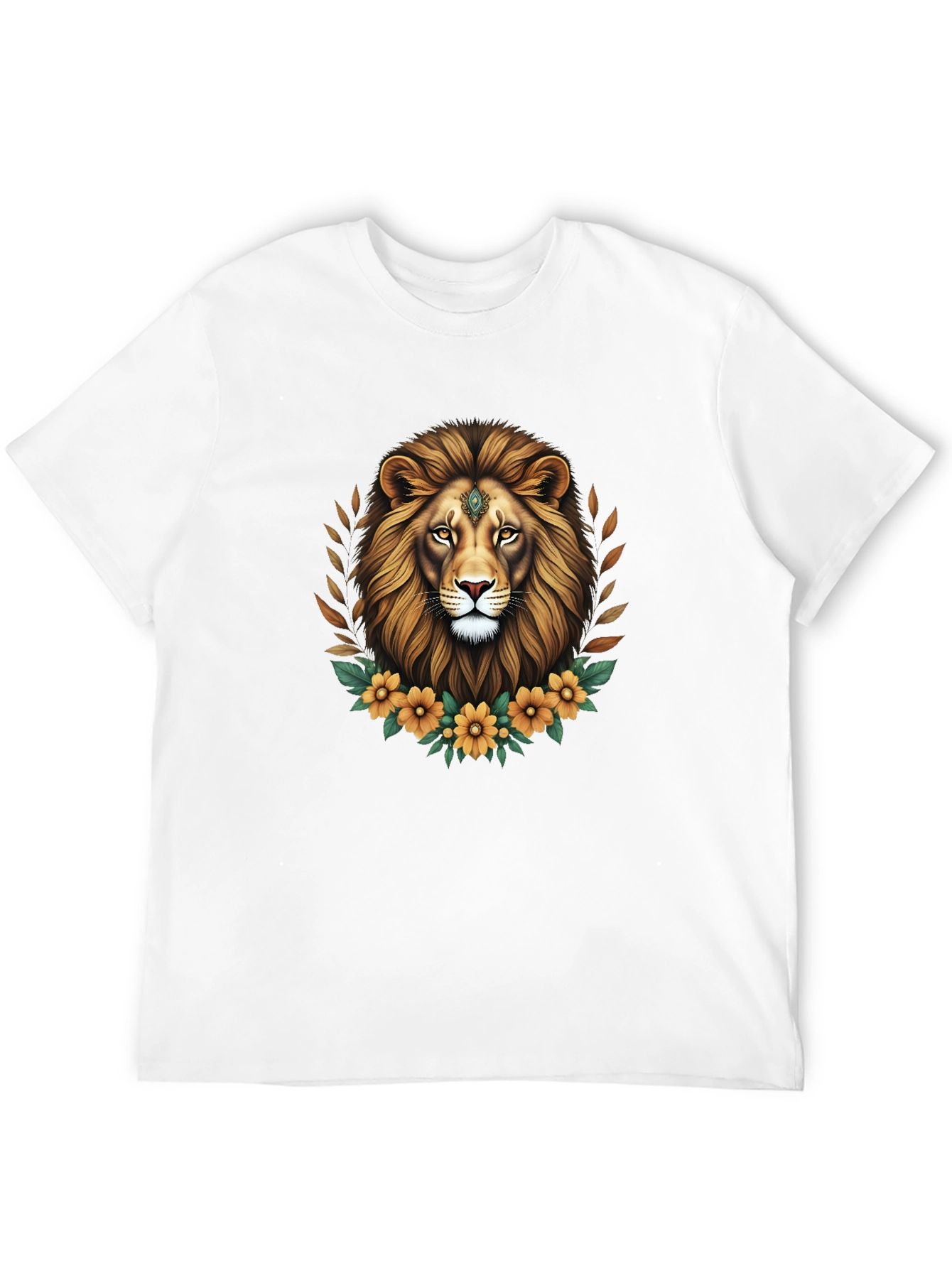 Lion Floral Graphic Tee - Black Unisex