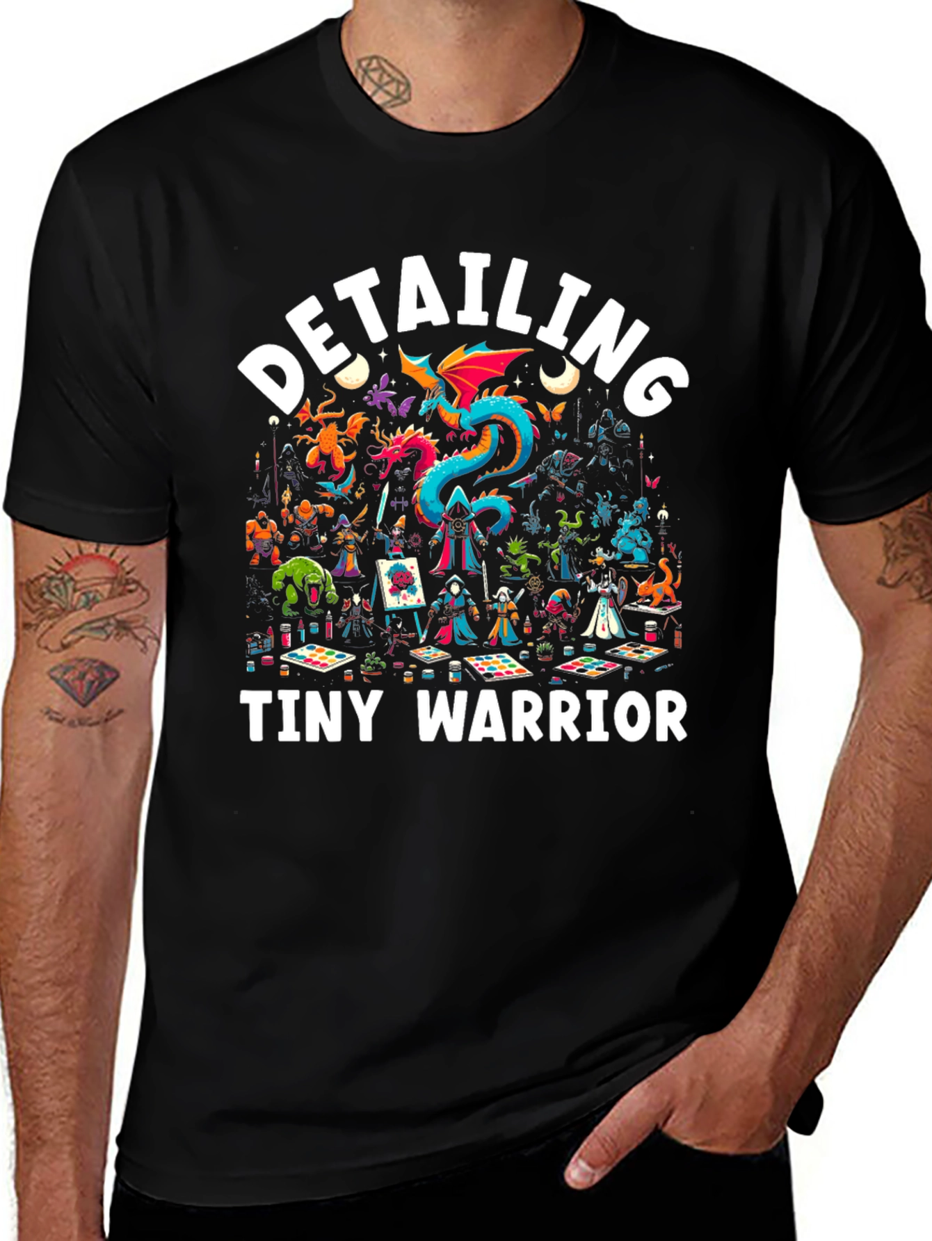Detailing Tiny Warrior Graphic Black T-Shirt